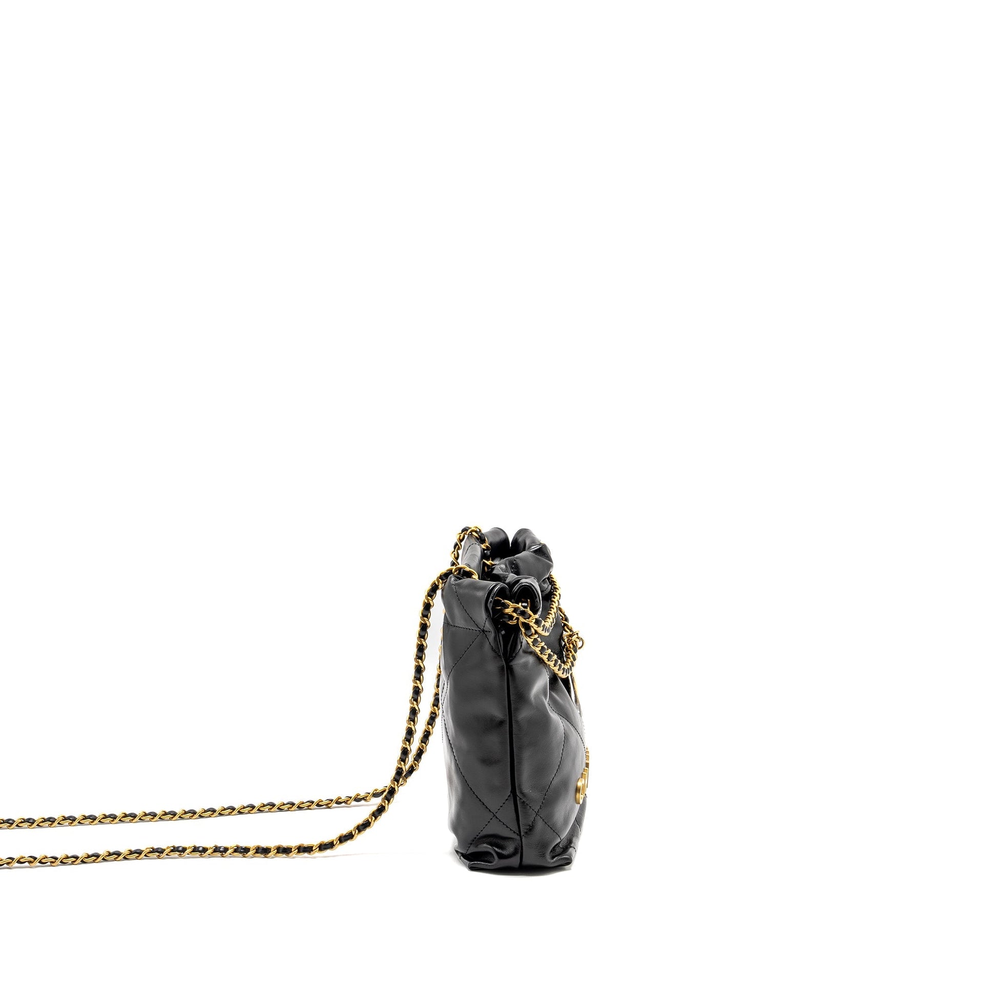 Chanel 22 Calfskin GHW Microchip Black Mini Bag