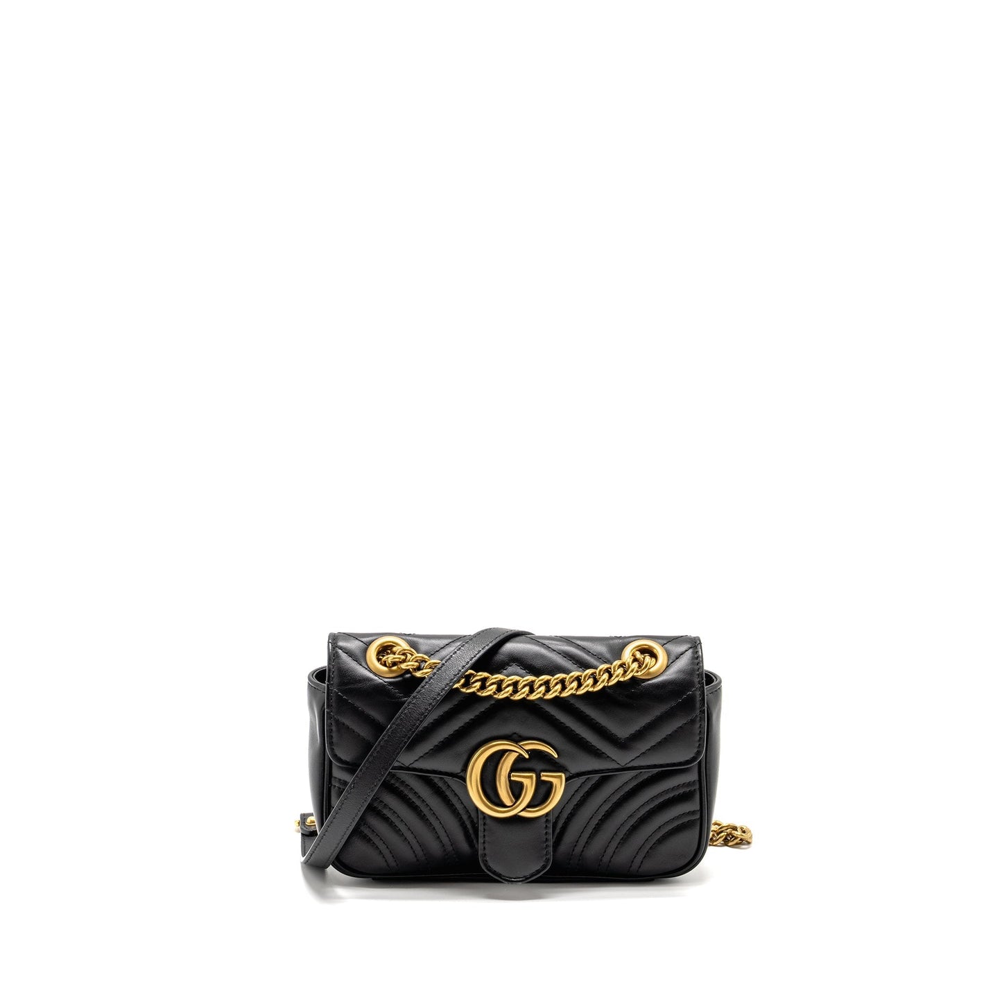Gucci Marmont Shoulder Bag Calfskin Black Mini Ghw 2