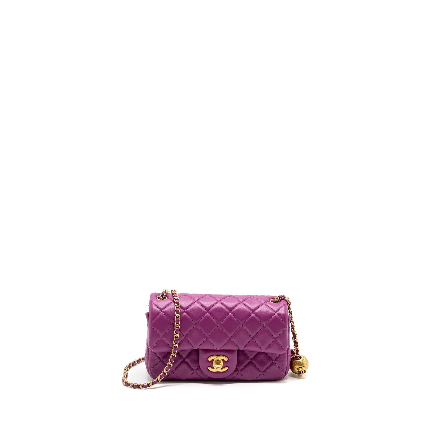 Chanel pearl crush rectangular flap lambskin purple Shoulder Bag