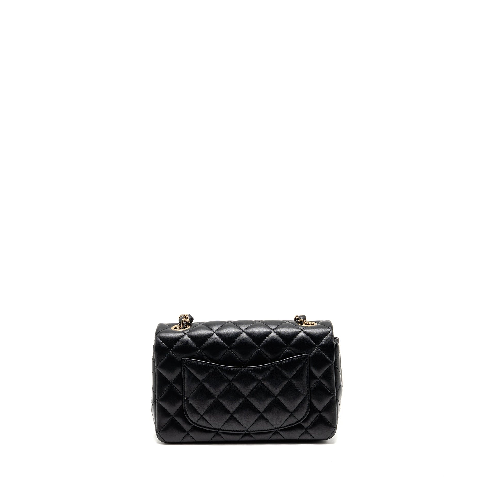 Chanel Rectangular Flap Lambskin LGHW Black Shoulder Bag Black 3