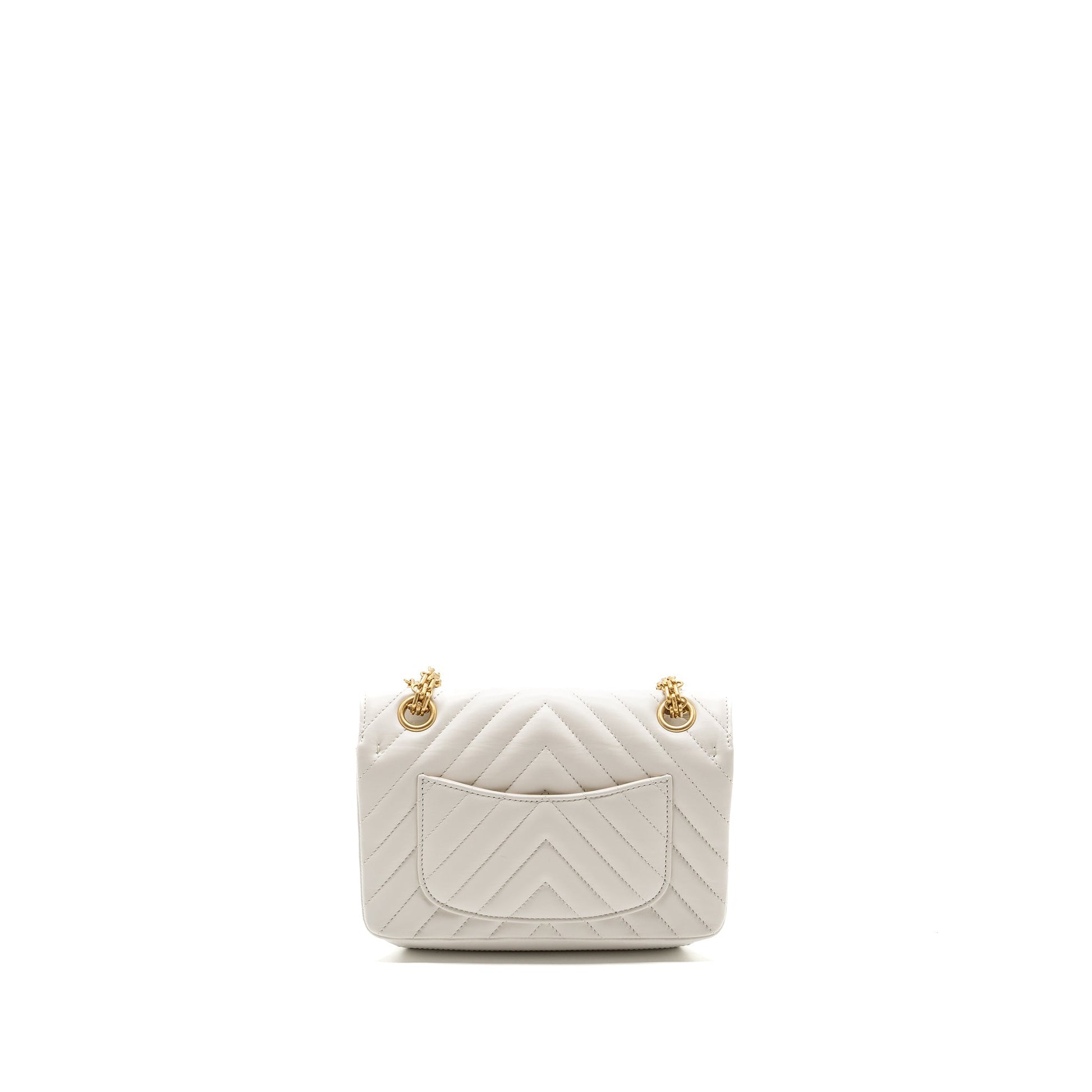 Chanel chevron 2.55 reissue flap calfskin GHW White Shoulder Bag