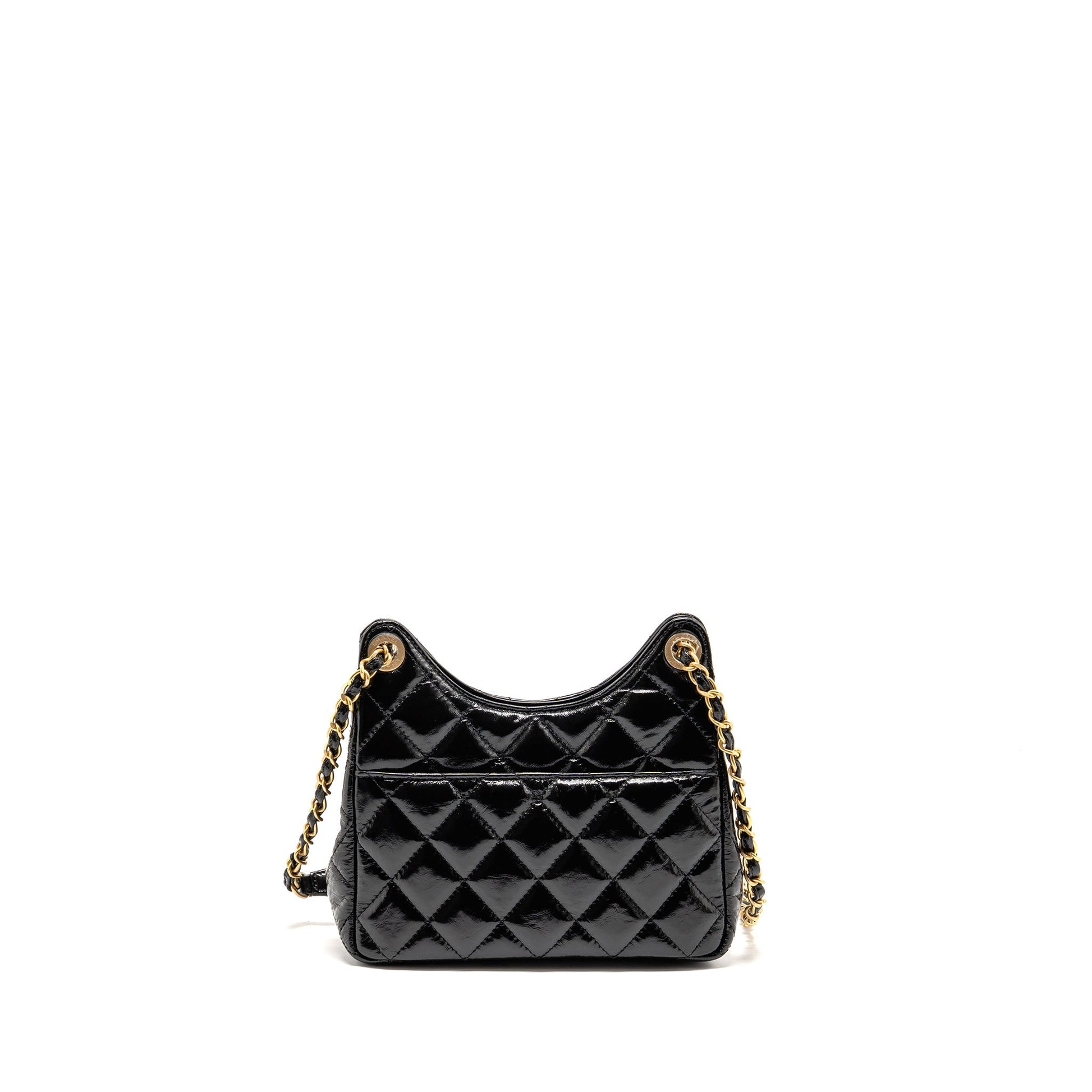 Chanel 23b hobo shiny calfskin GHW microchip Black Small Shoulder Bag