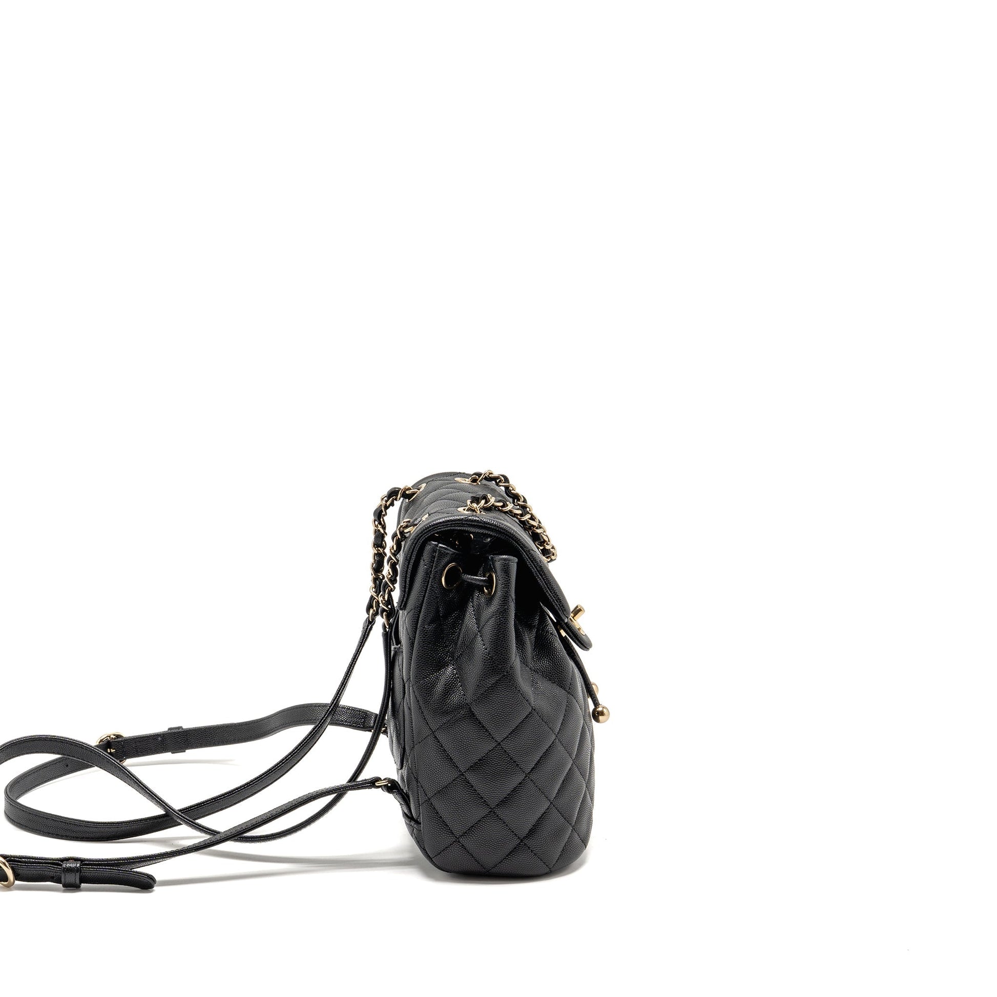 Chanel Quilted Backpack Caviar LGHW Microchip Black Microchip 1