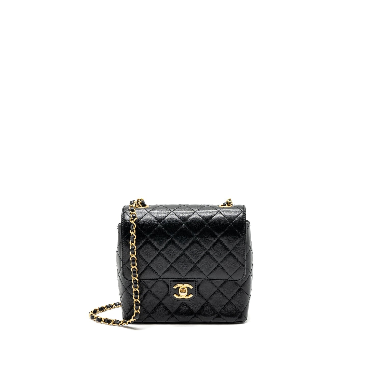 Chanel 22K retro new square flap goatskin Black Shoulder Bag