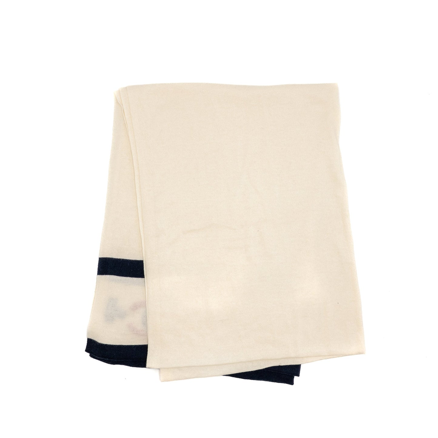 Chanel CC Scarf Cotton Cashmere White Blue Red