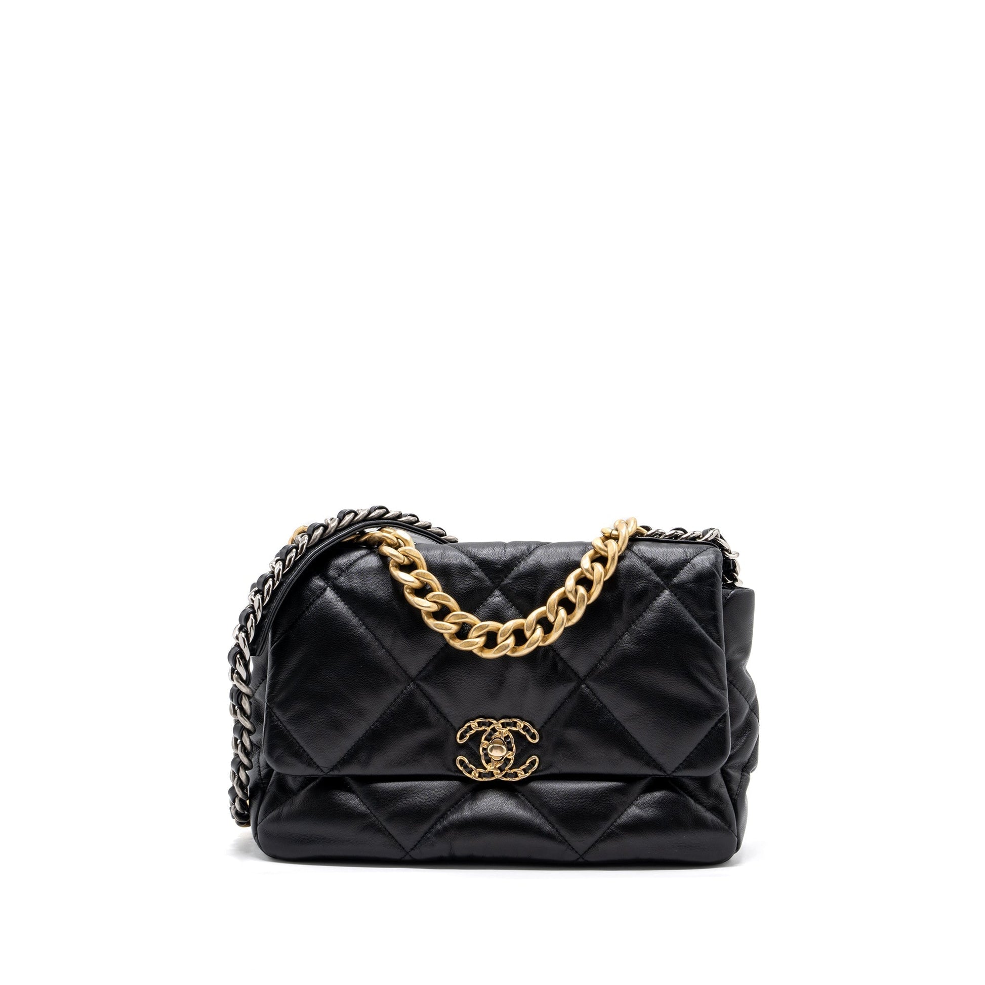 Chanel 19 Goatskin hardware Multicolour Black Handbag 5