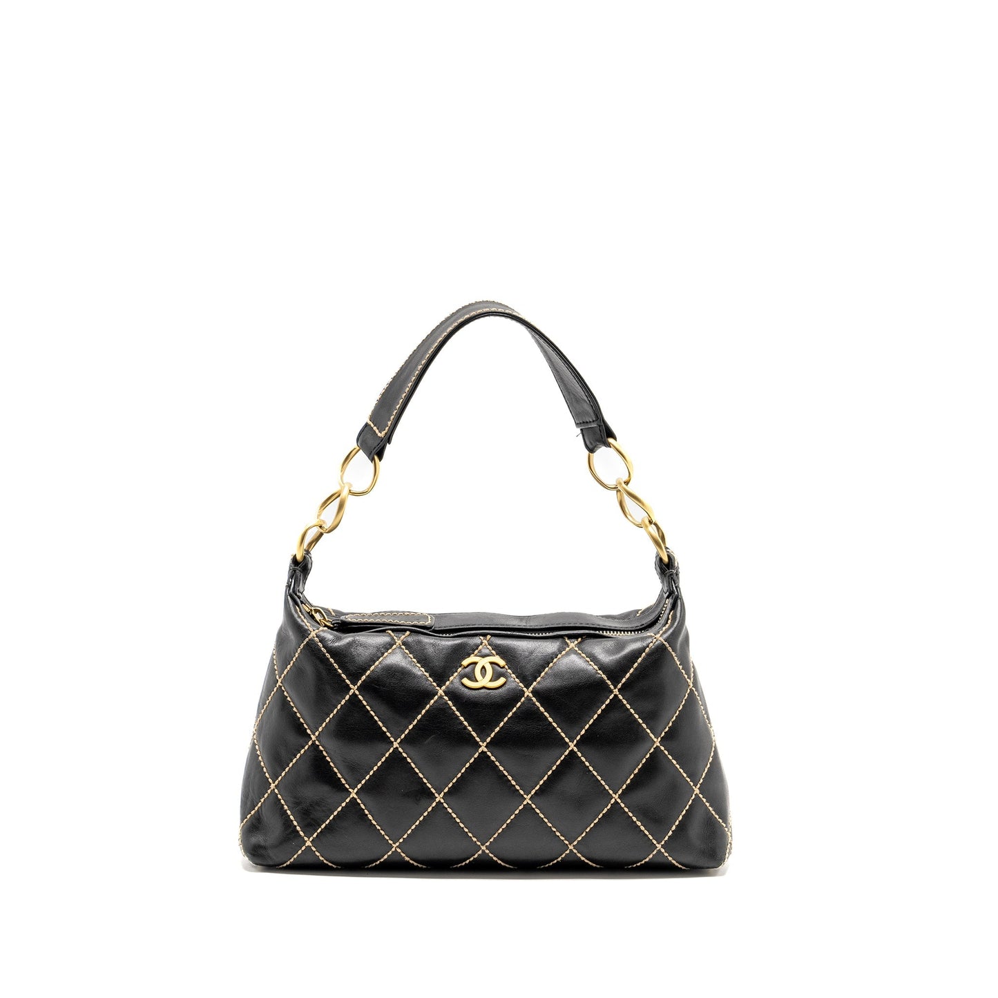 Chanel Wild Stitch Calfskin GHW Black Shoulder Bag