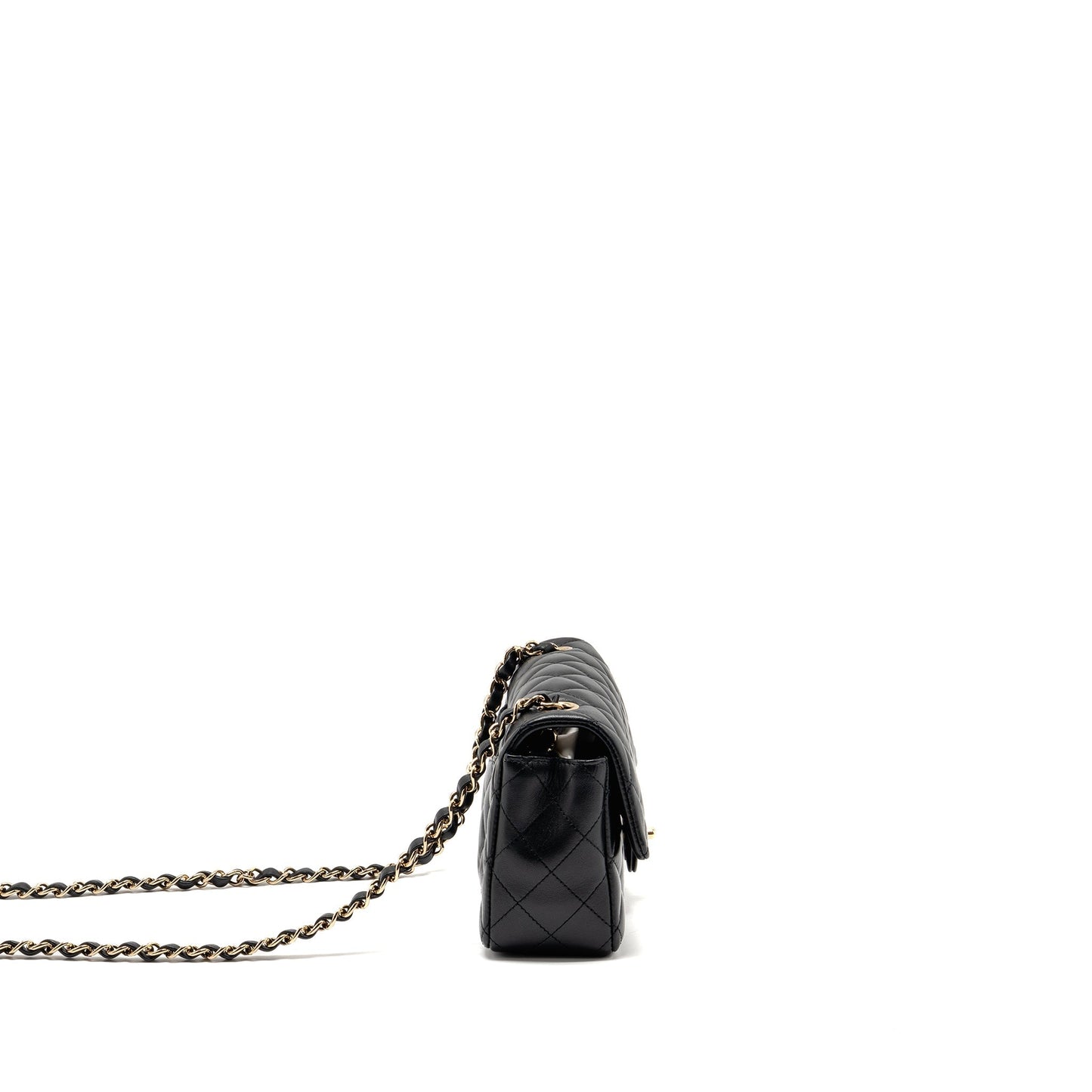 Chanel Rectangular Flap Lambskin LGHW Black Shoulder Bag Black 3