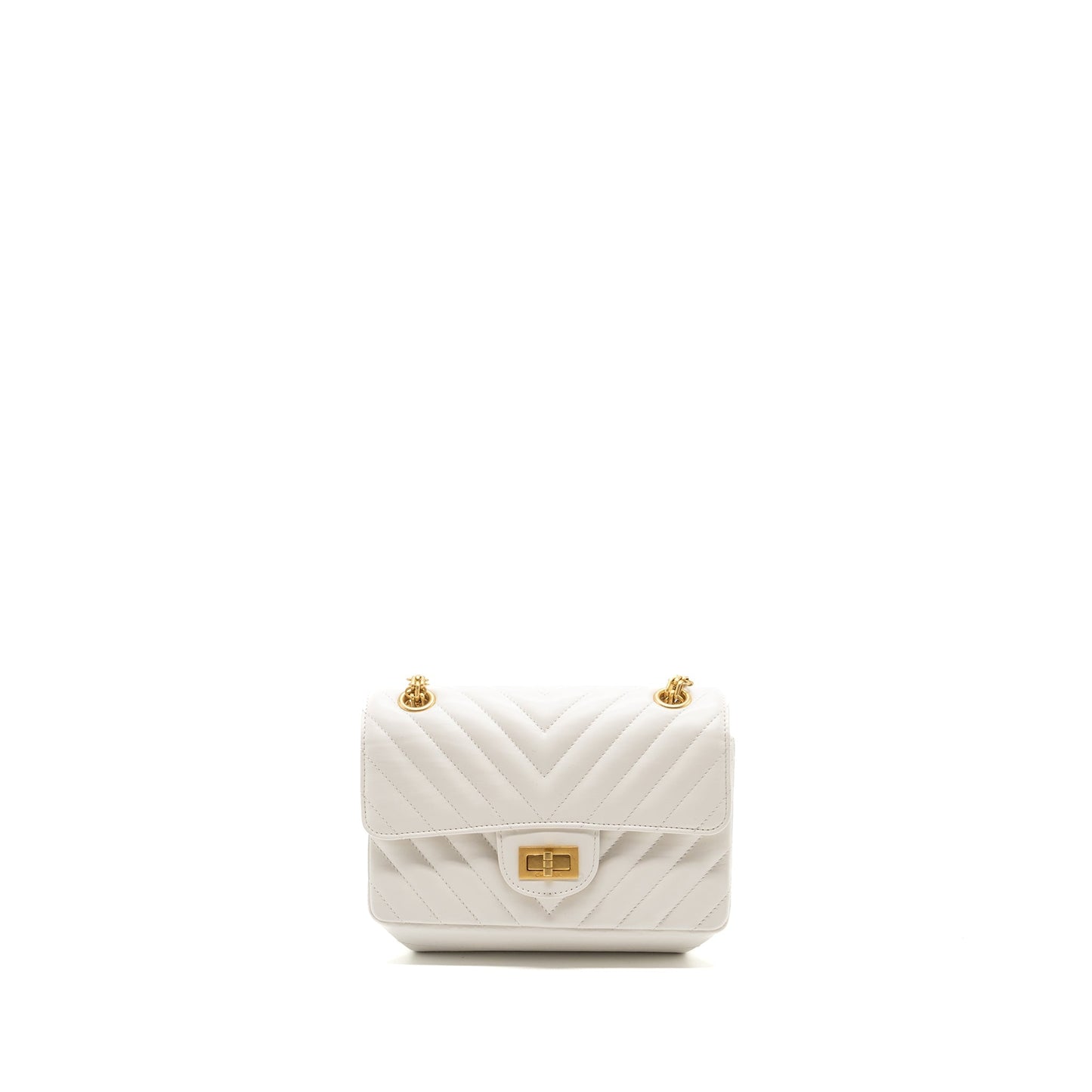 Chanel chevron 2.55 reissue flap calfskin GHW White Shoulder Bag