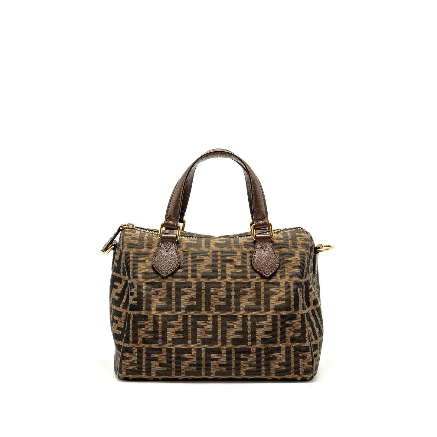 Fendi Boston Purse Jacquard Canvas Brown Travel Bag