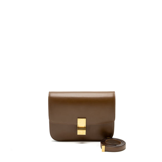 Celine Classic Box Calfskin Handbag Tan Medium Travel Bag