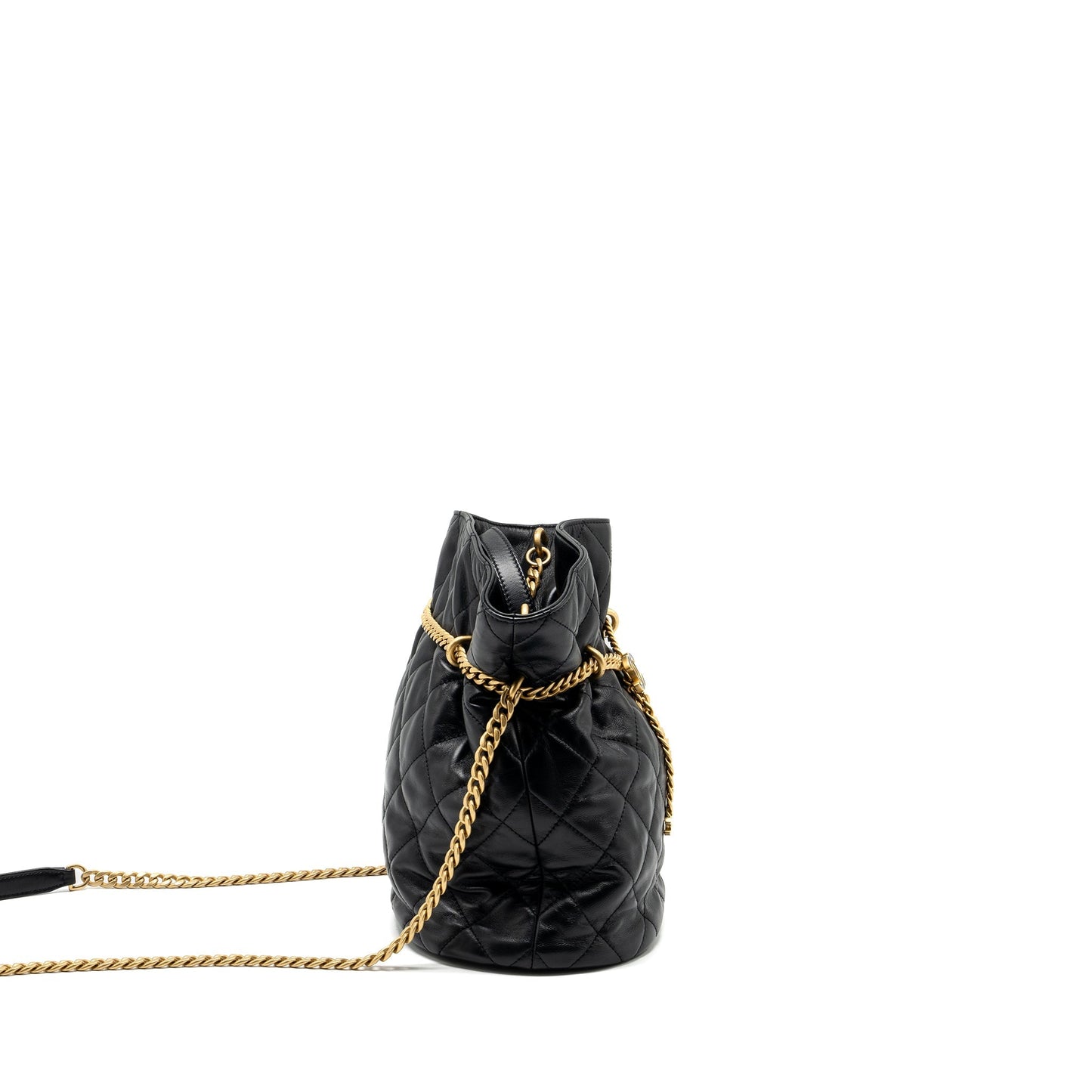 Chanel 22p Drawstring Bucket Lambskin GHW Microchip Black Jewelry
