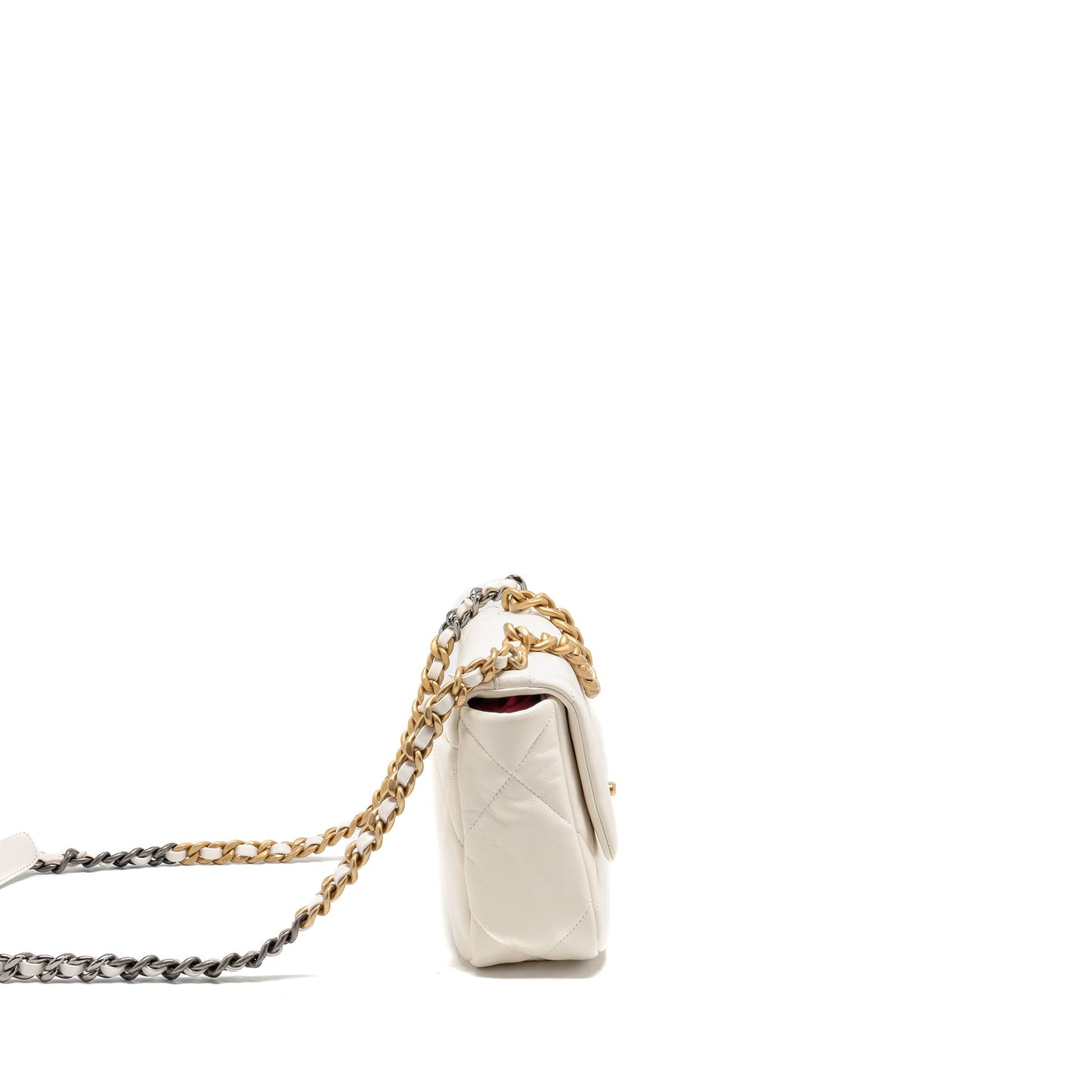 Chanel 19 Lambskin Hardware Microchip Multicolour White Small Handbag