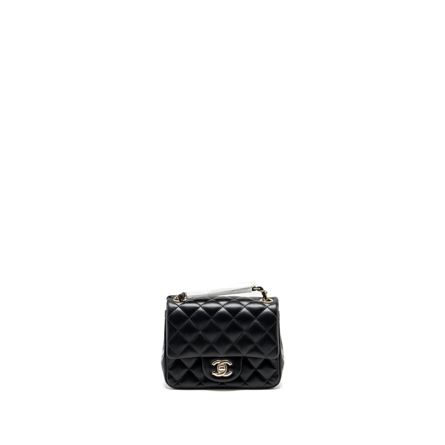 Chanel square flap lambskin LGHW microchip Black Shoulder Bag Microchip 1