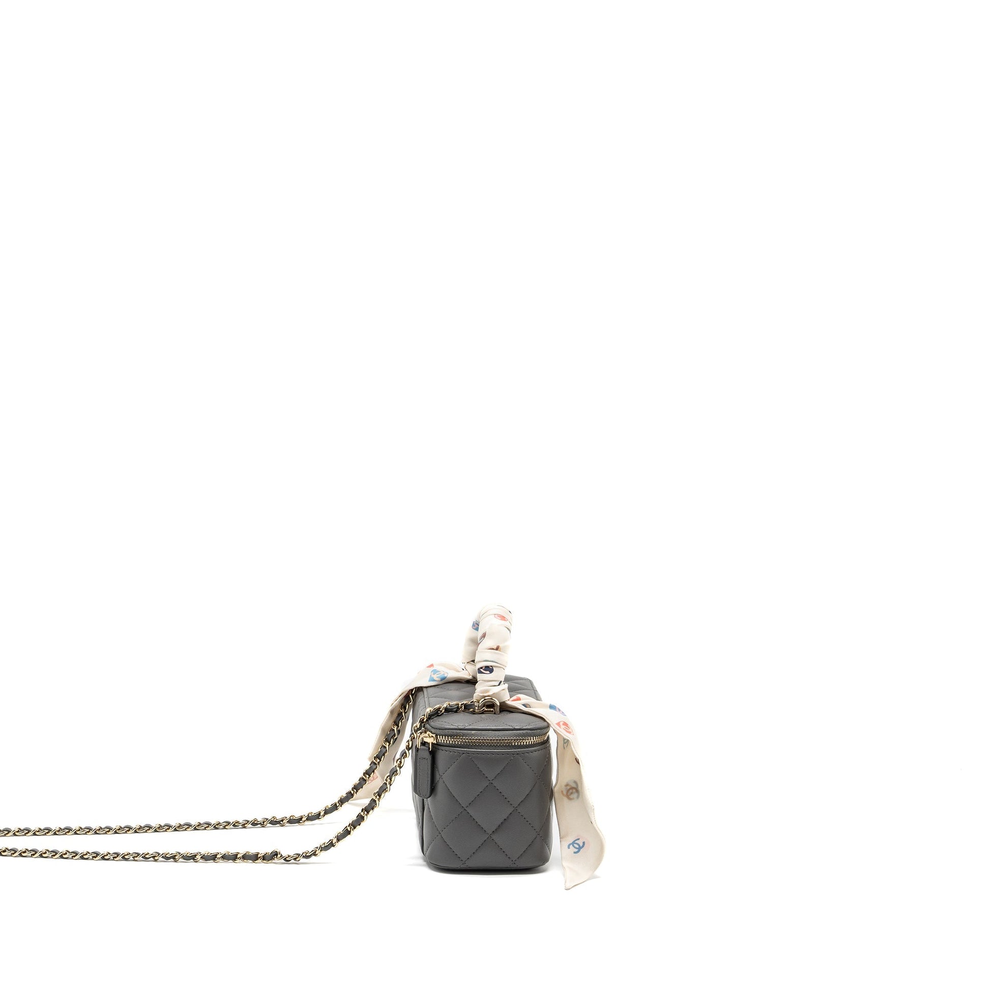 Chanel long vanity lambskin LGHW microchip Grey Handbag