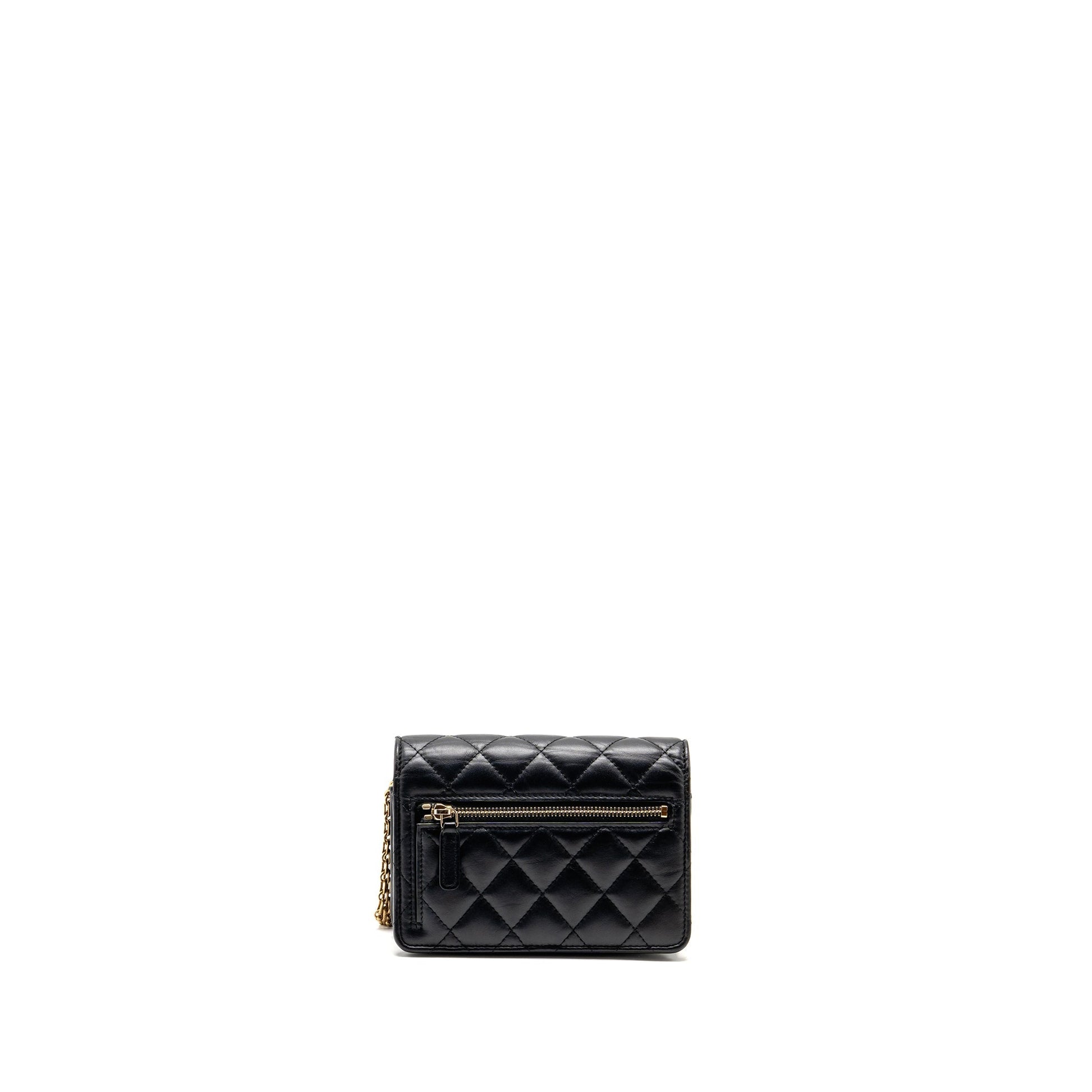 Chanel 2.55 Reissue on Aged Calfskin GHW Black Wallet Case Black Ghwmicrochip