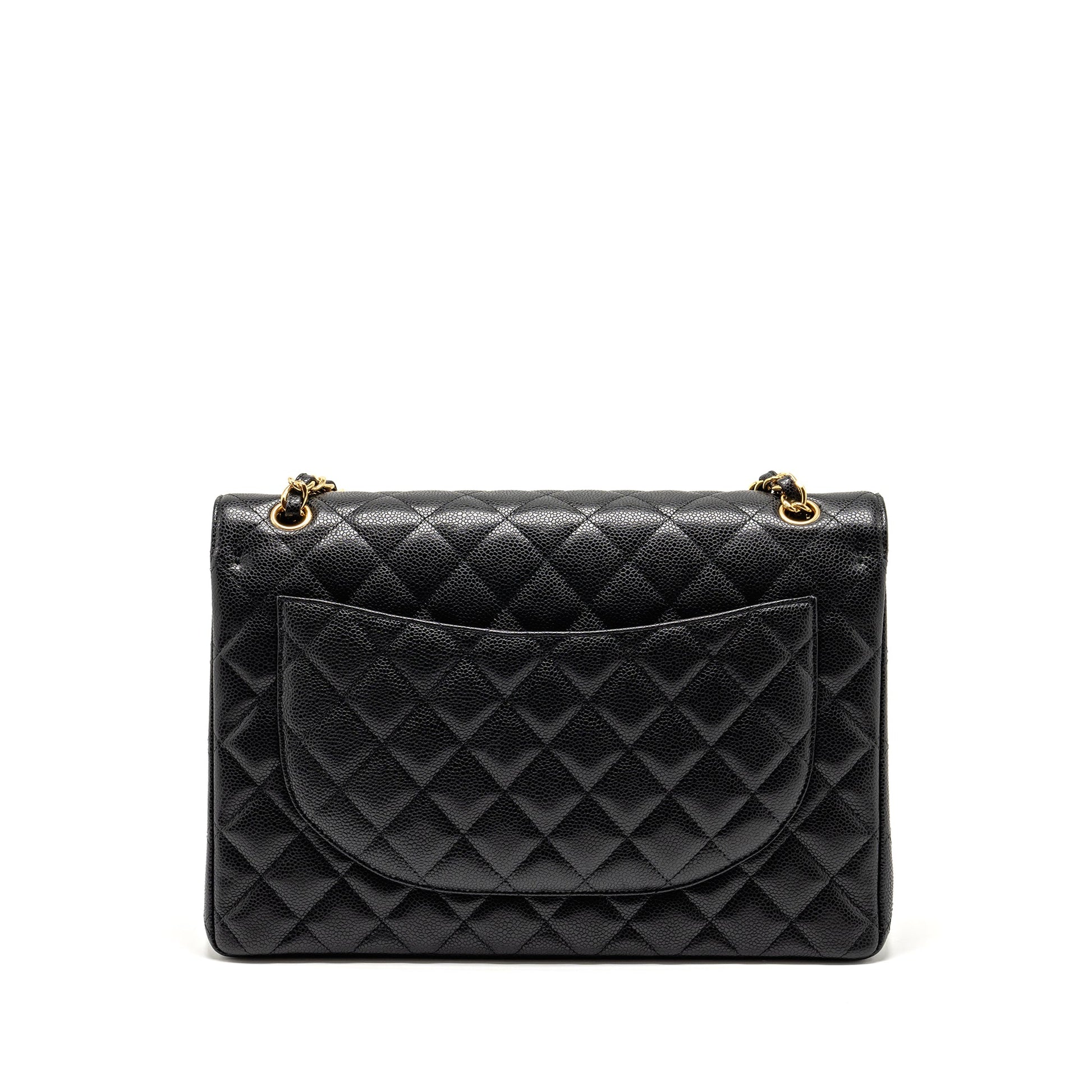Chanel Maxi Classic Double Flap Caviar GHW Black Shoulder Bag Flap Black