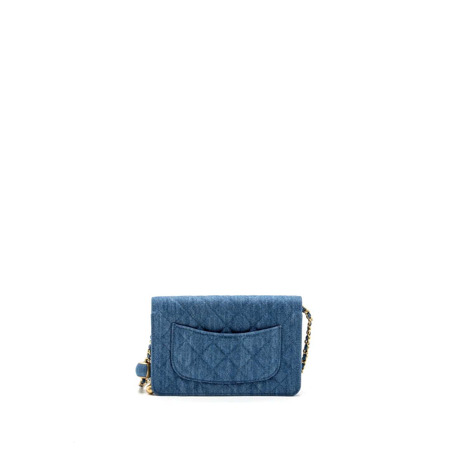 Chanel pearl crush on denim GHW microchip Blue Wallet Case Ghw Microchip