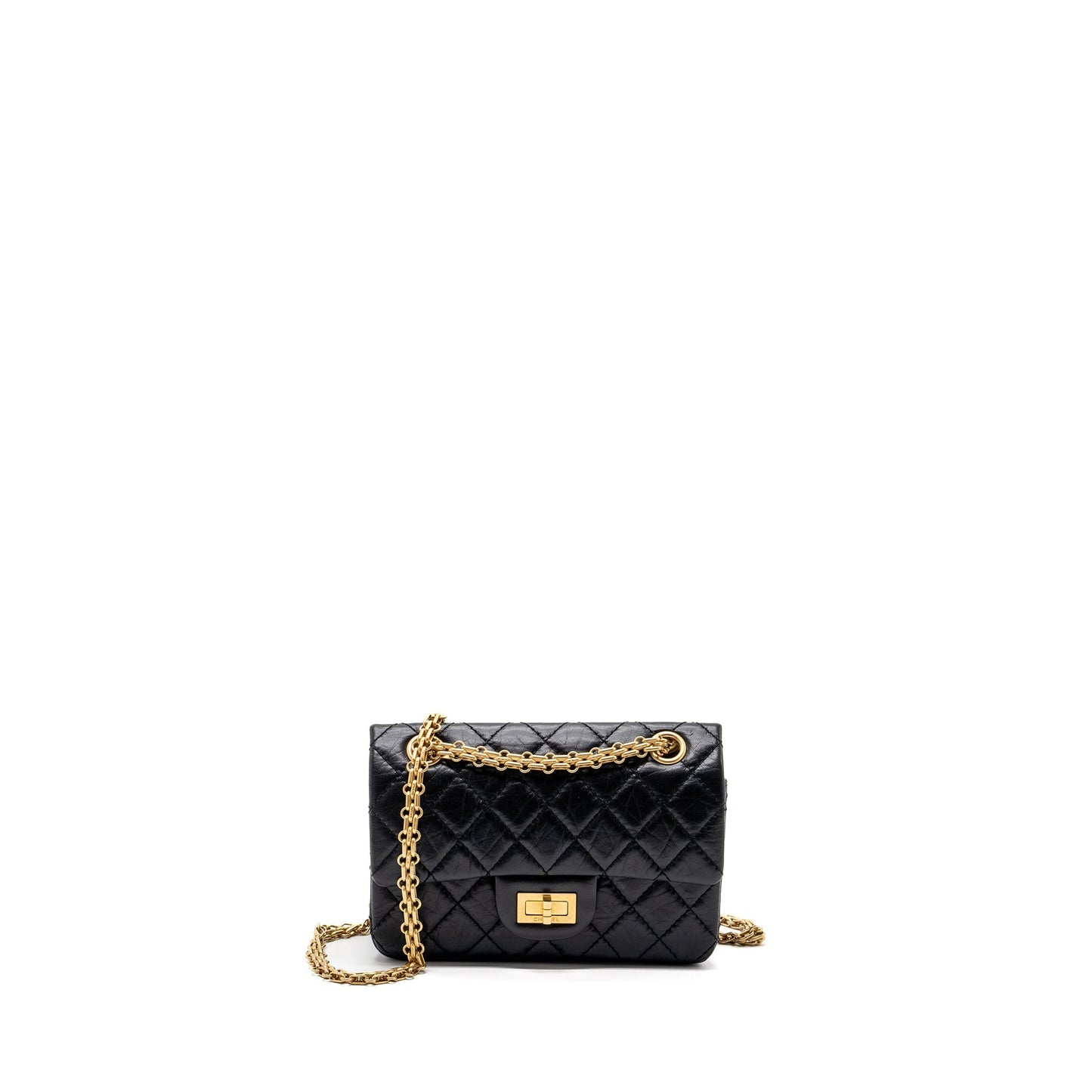 Chanel 2.55 Reissue Flap Aged Calfskin GHW Black Shoulder Bag Black Ghwmicrochip