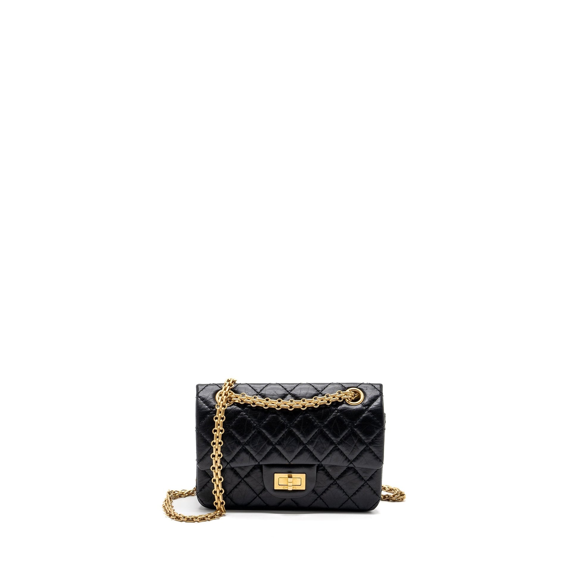 Chanel 2.55 Reissue Flap Aged Calfskin GHW Black Shoulder Bag Black Ghwmicrochip