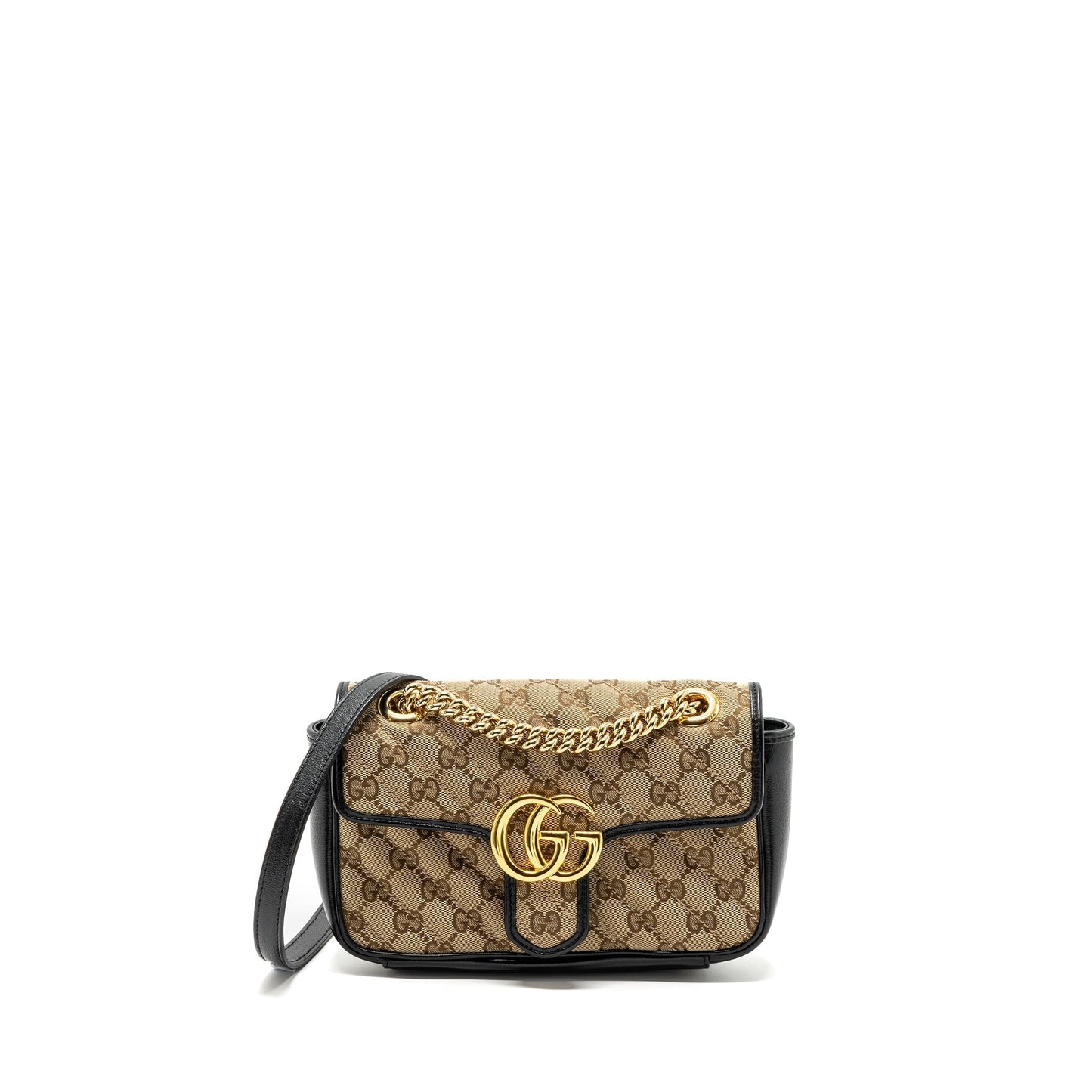 Gucci Mini Marmont Bag Beige Leather Canvas Travel Bag