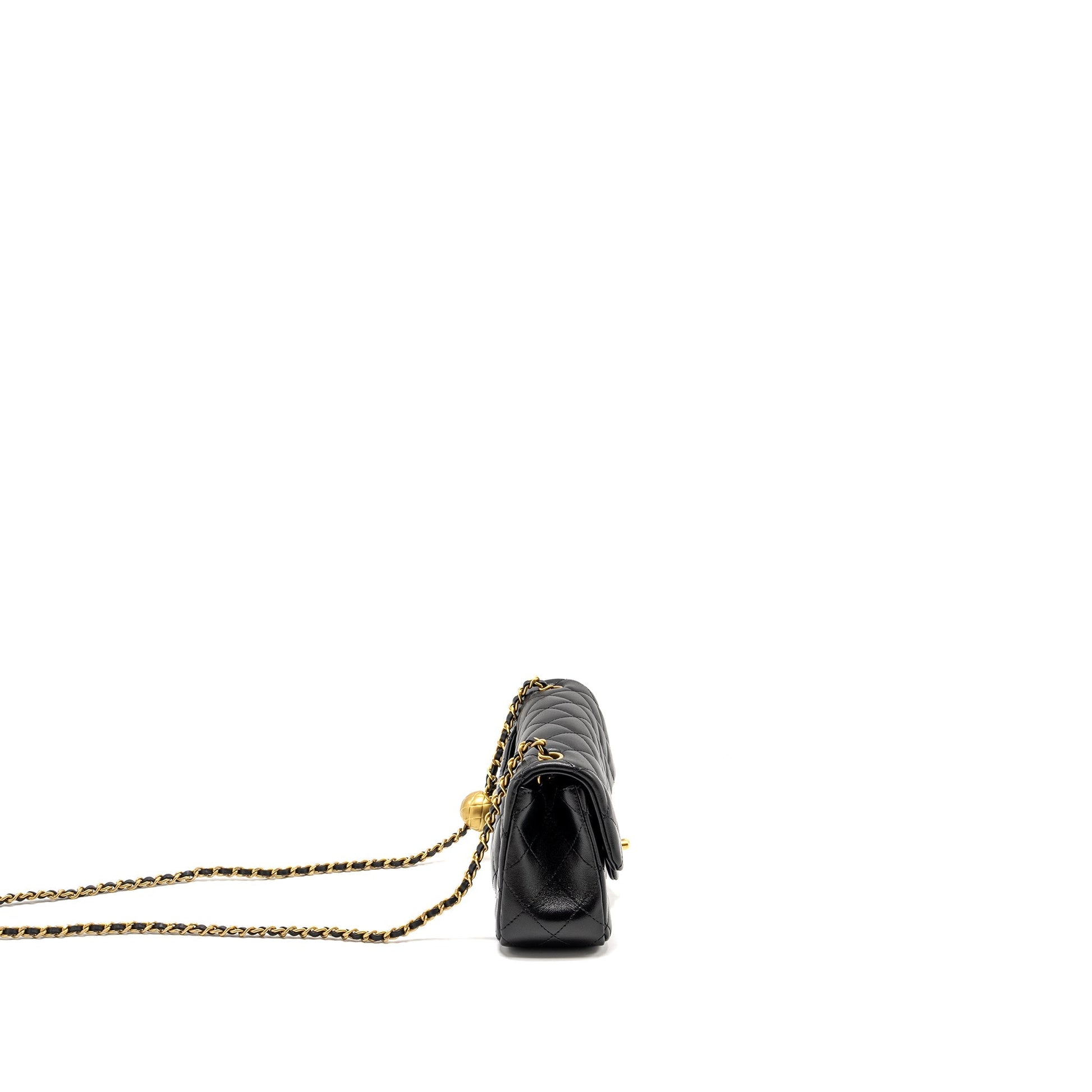 Chanel 24k Pearl Crush Rectangular Flap Shiny Black Shoulder Bag
