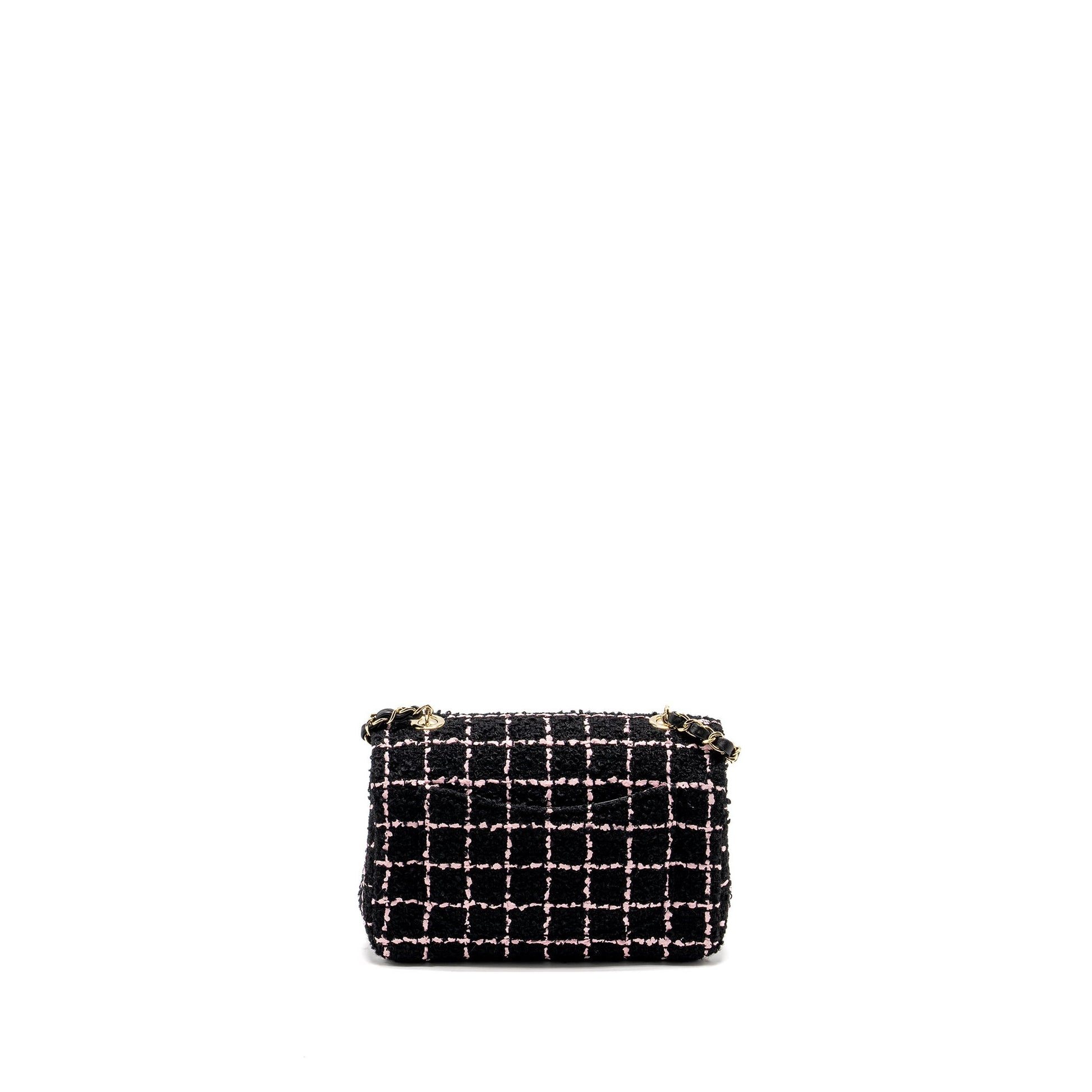 Chanel 23K Flower Bomb Rectangular Flap Tweed Black Pink Shoulder Bag