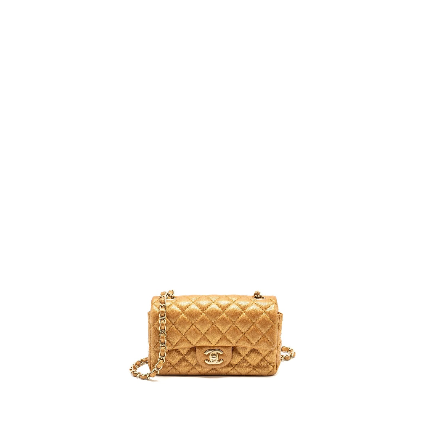 Chanel Rectangular Flap Calfskin Iridescent Dark GHW Gold Shoulder Bag