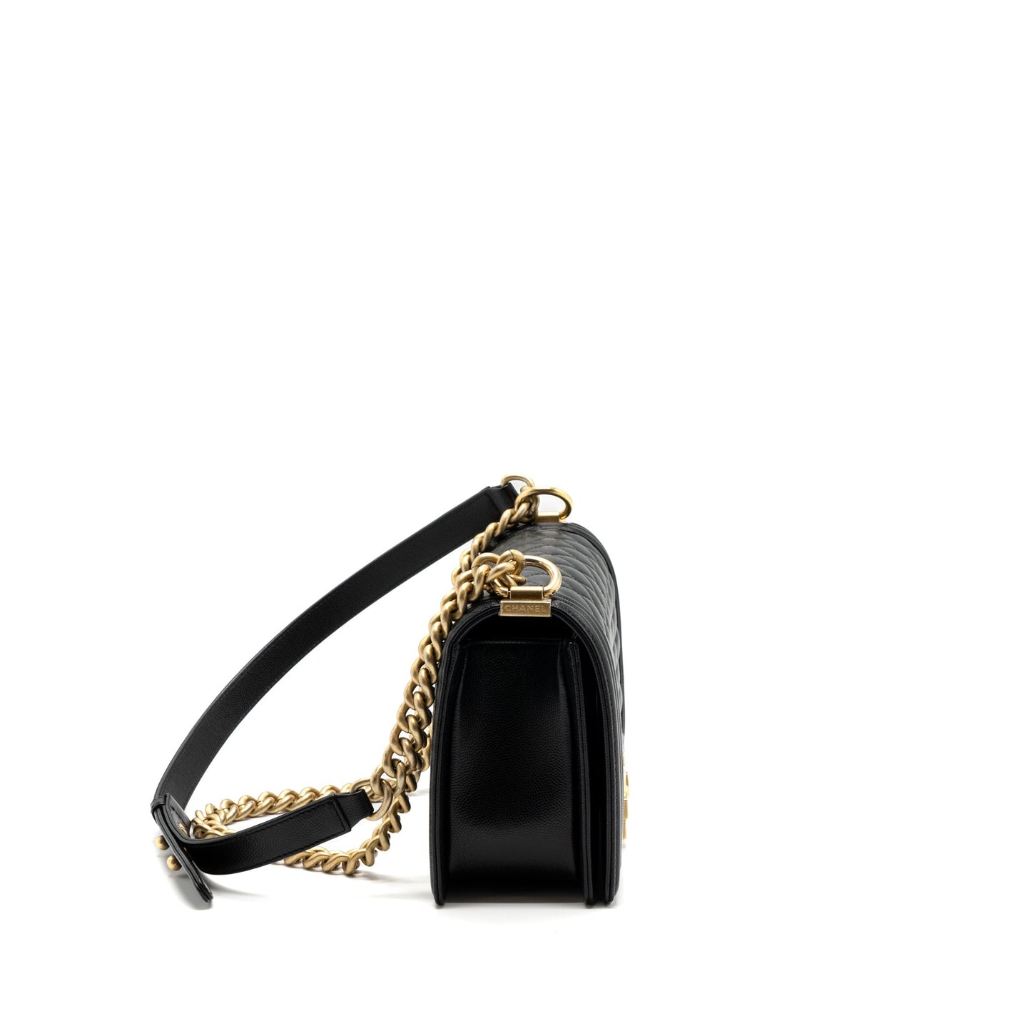 Chanel Classic Boy Caviar GHW microchip Black Handbag