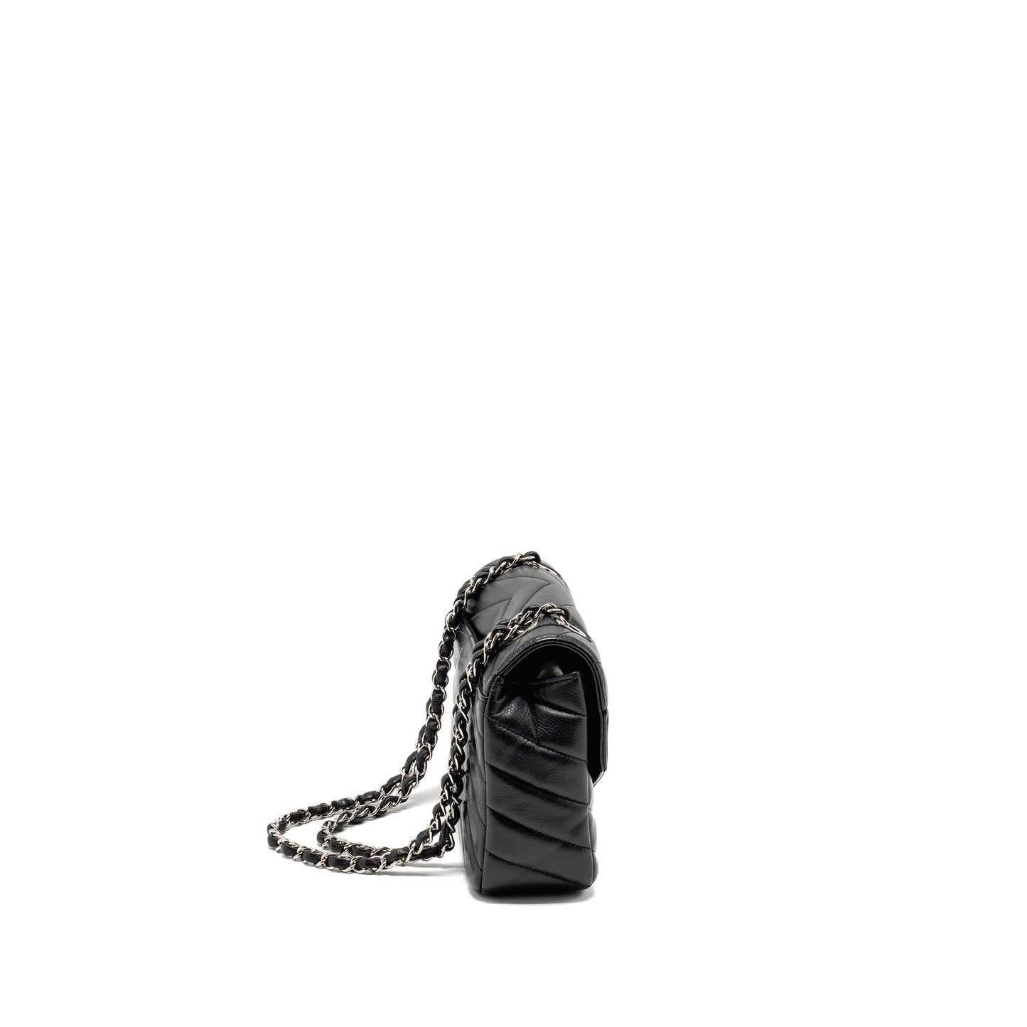 Chanel Envelop Flap Chevron Caviar SHW Black Shoulder Bag
