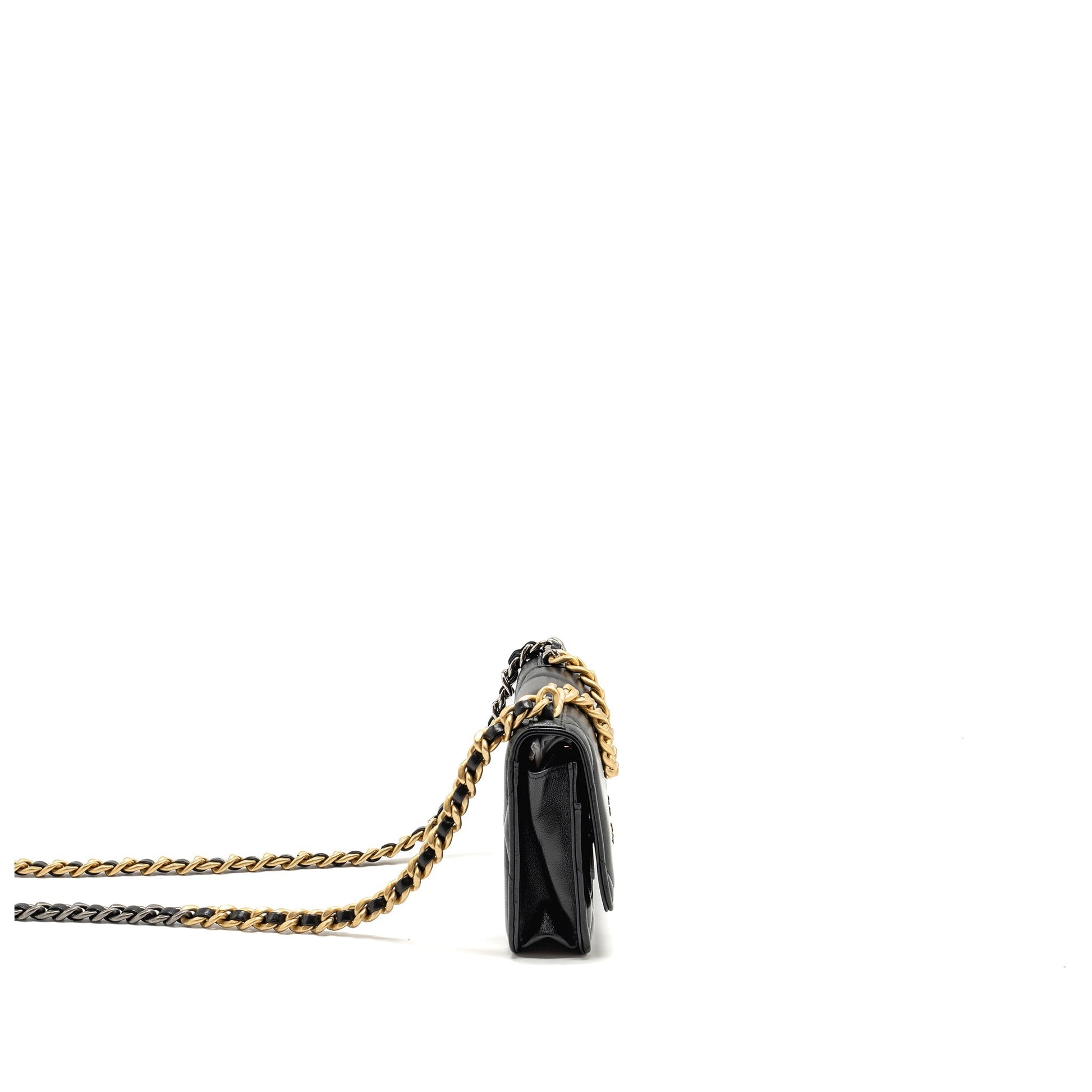 Chanel 19 On Lambskin Hardware Multicolour Black Wallet Case Multicolour Hardware