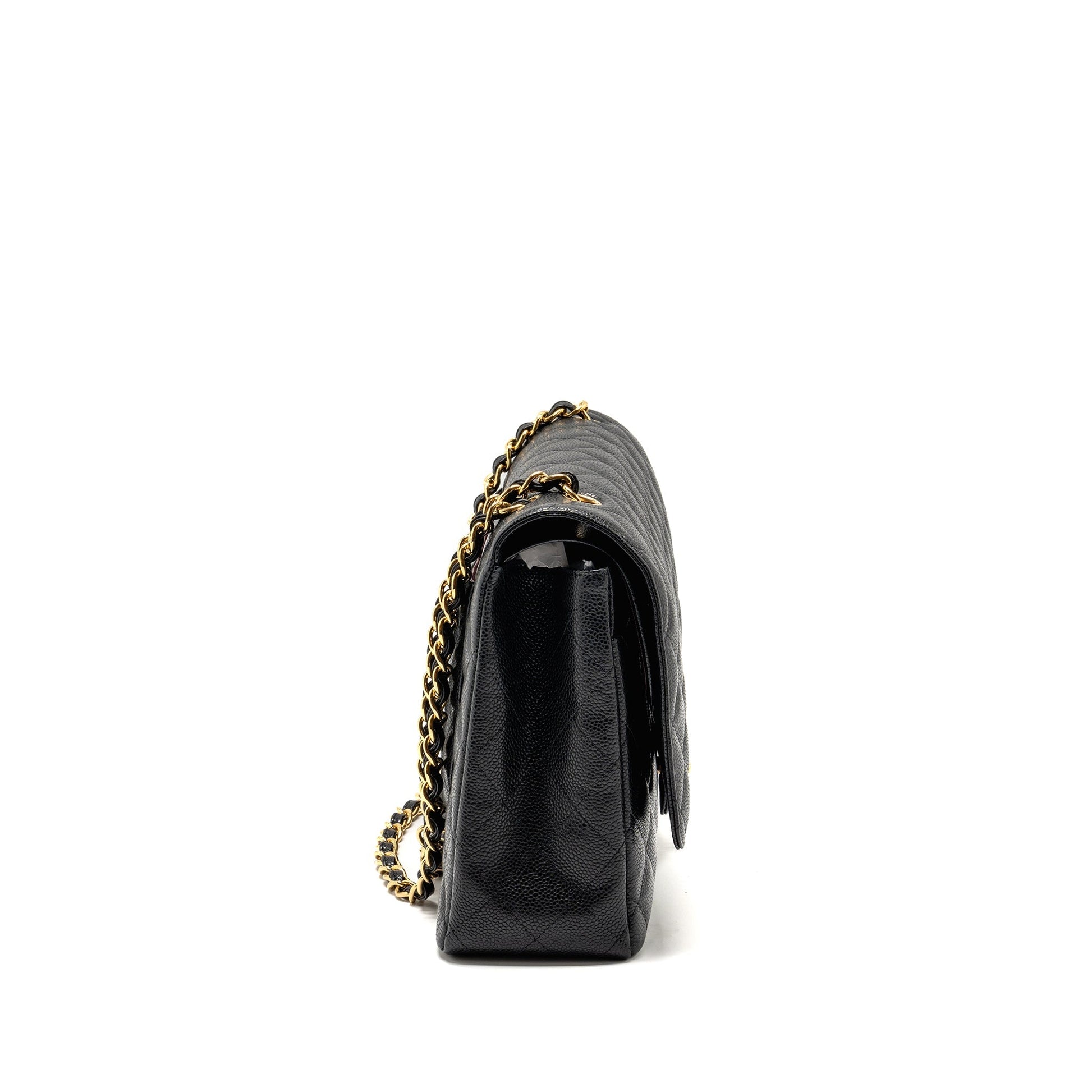 Chanel Maxi Classic Double Flap Caviar GHW Black Shoulder Bag Flap Black