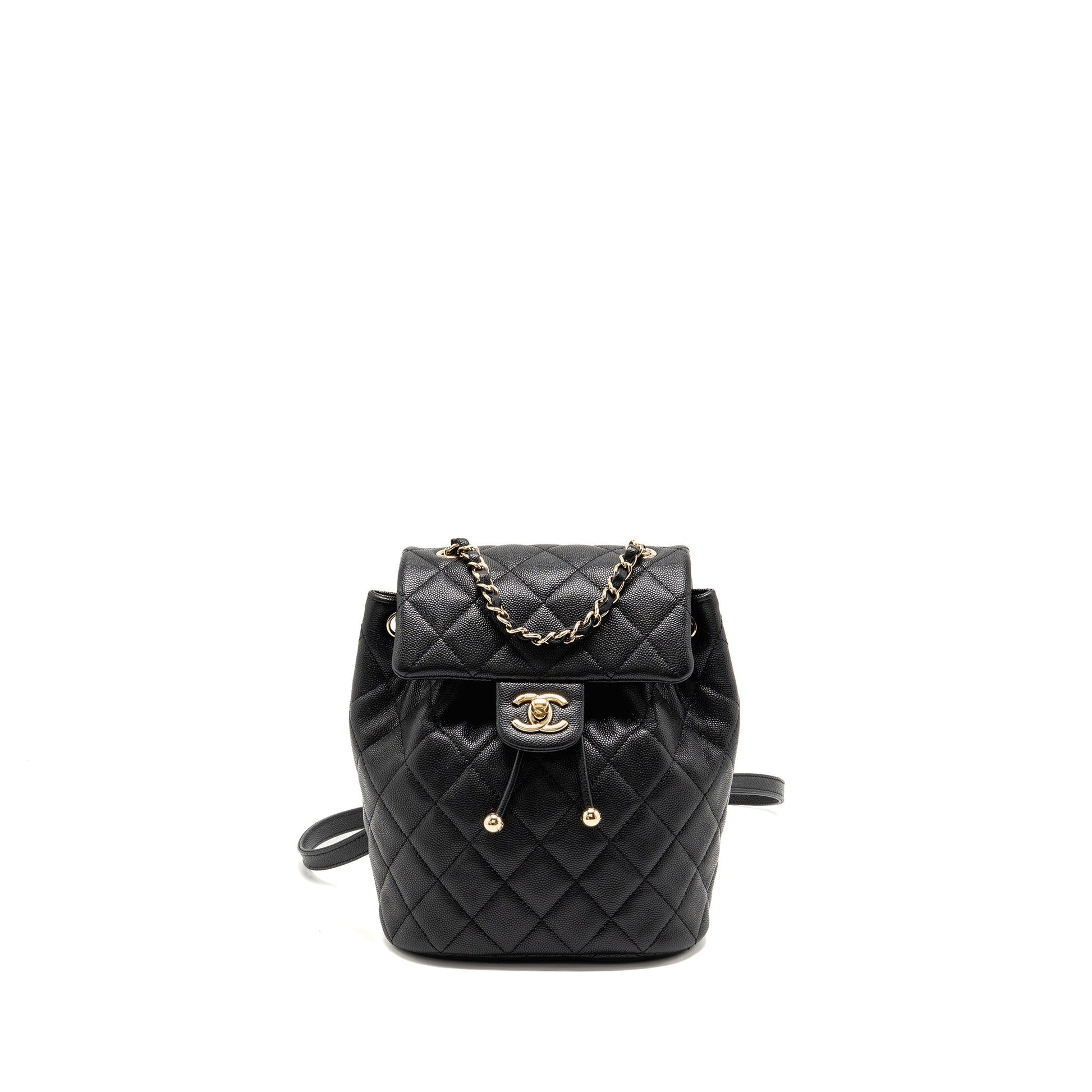Chanel Quilted Backpack Caviar LGHW Microchip Black Microchip 1