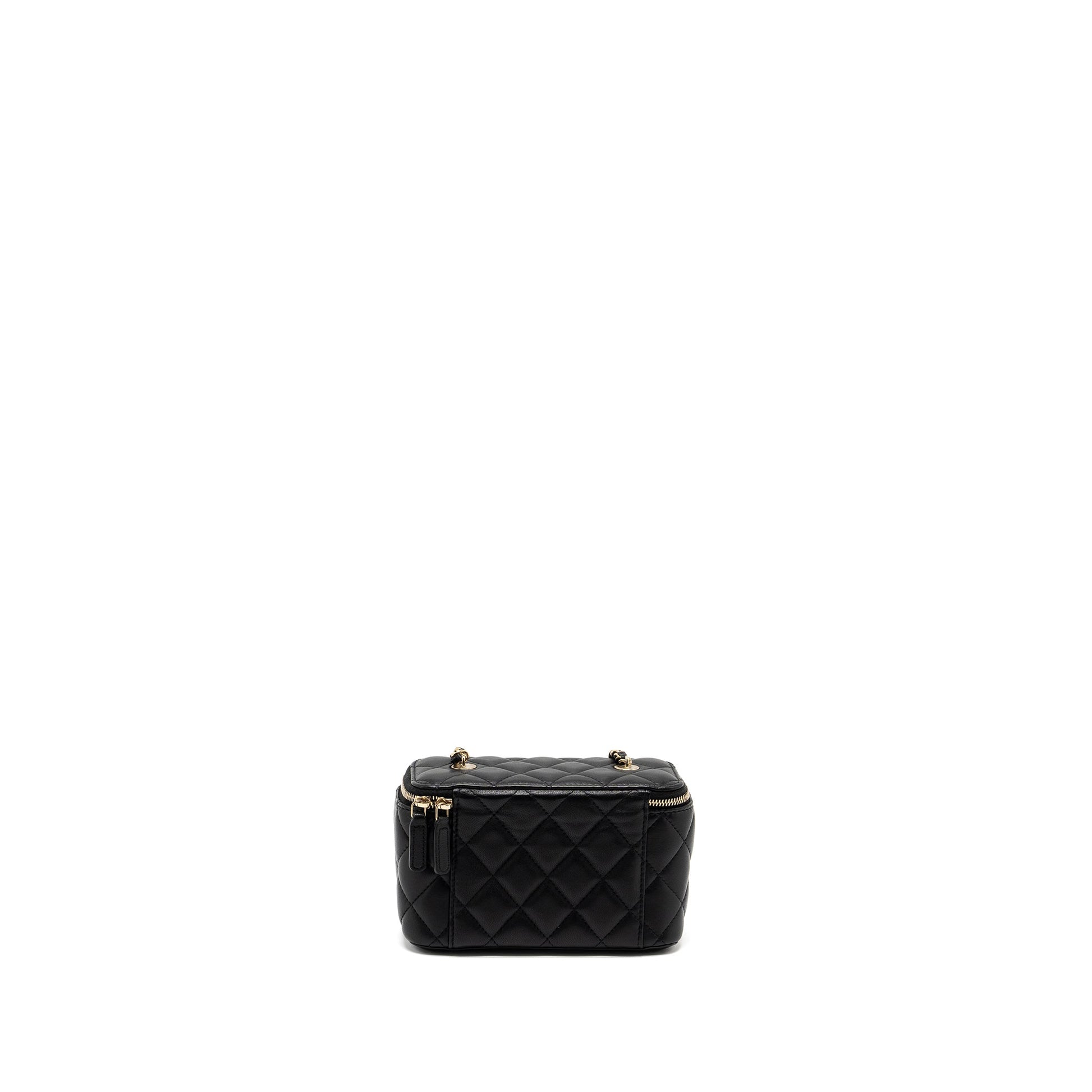 Chanel Long Vanity Lambskin LGHW Microchip Black Handbag