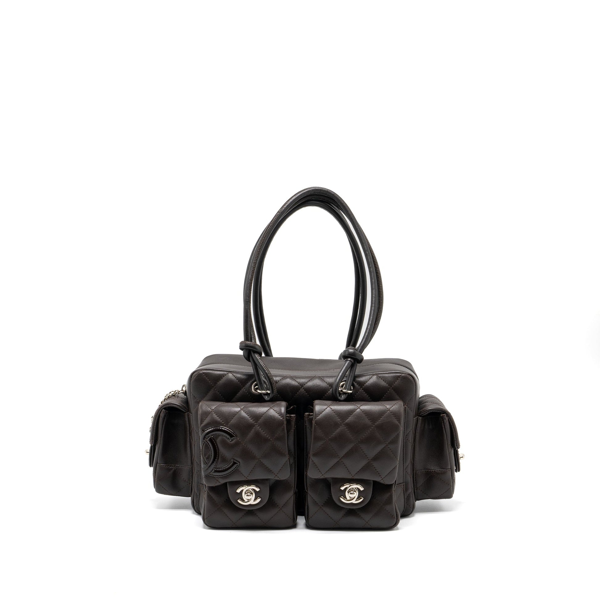 Chanel Cambo Reporter Calfskin Dark SHW Brown Handbag