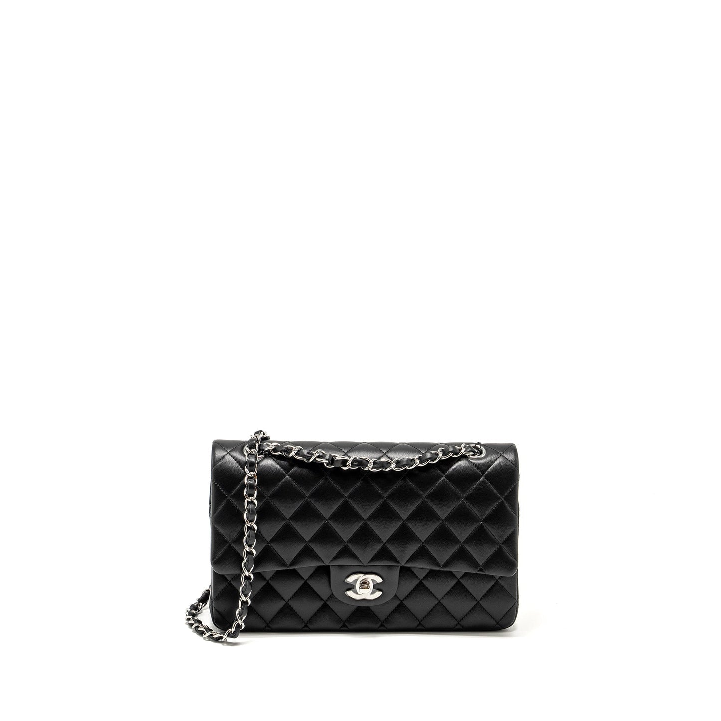 Chanel Classic Double Flap Lambskin SHW Microchip Black Shoulder Bag