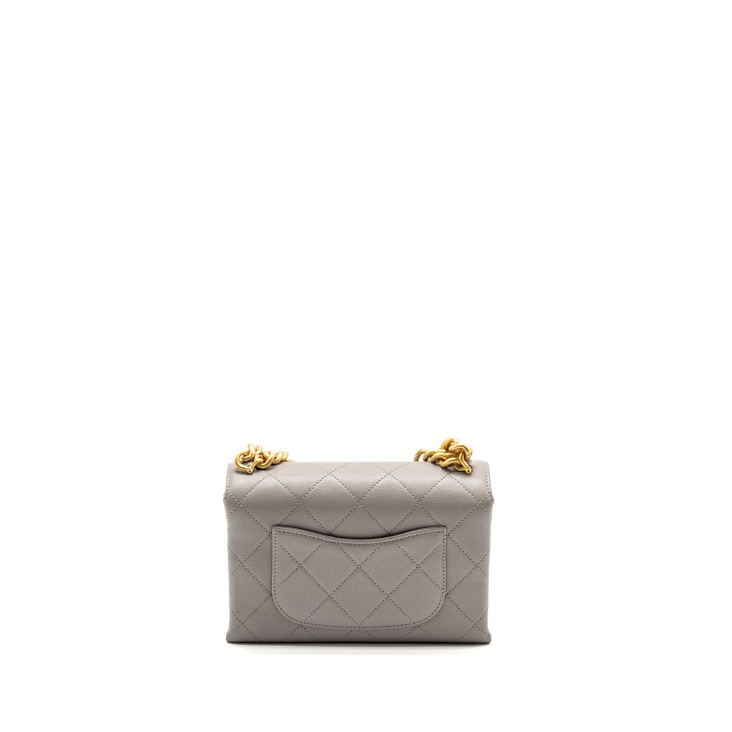 Chanel Quilted Flap Handle Caviar GHW microchip Grey Shoulder Bag