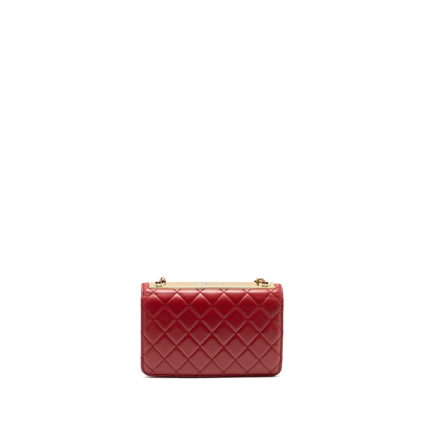 Chanel Trendy CC On Lambskin LGHW Red Pink Wallet Case