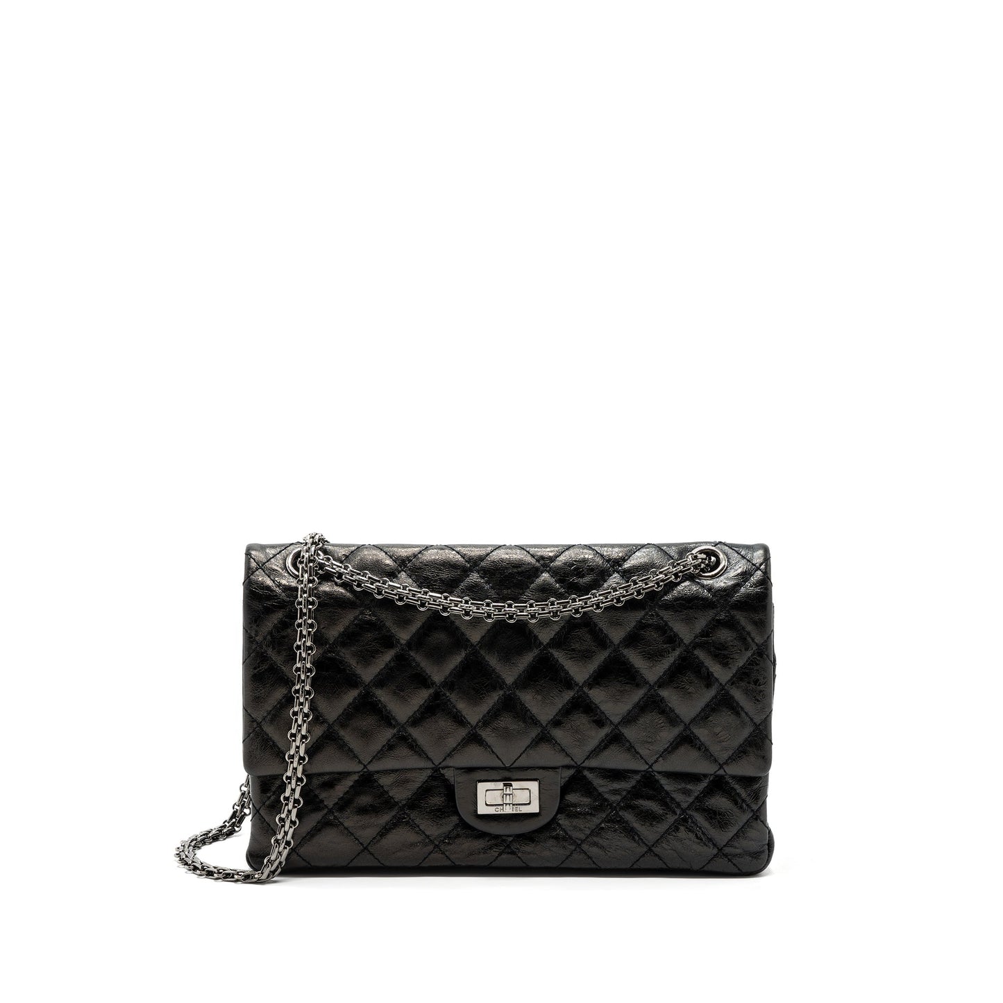 Chanel 2.55 226 Reissue Double Flap Grained Black Shoulder Bag