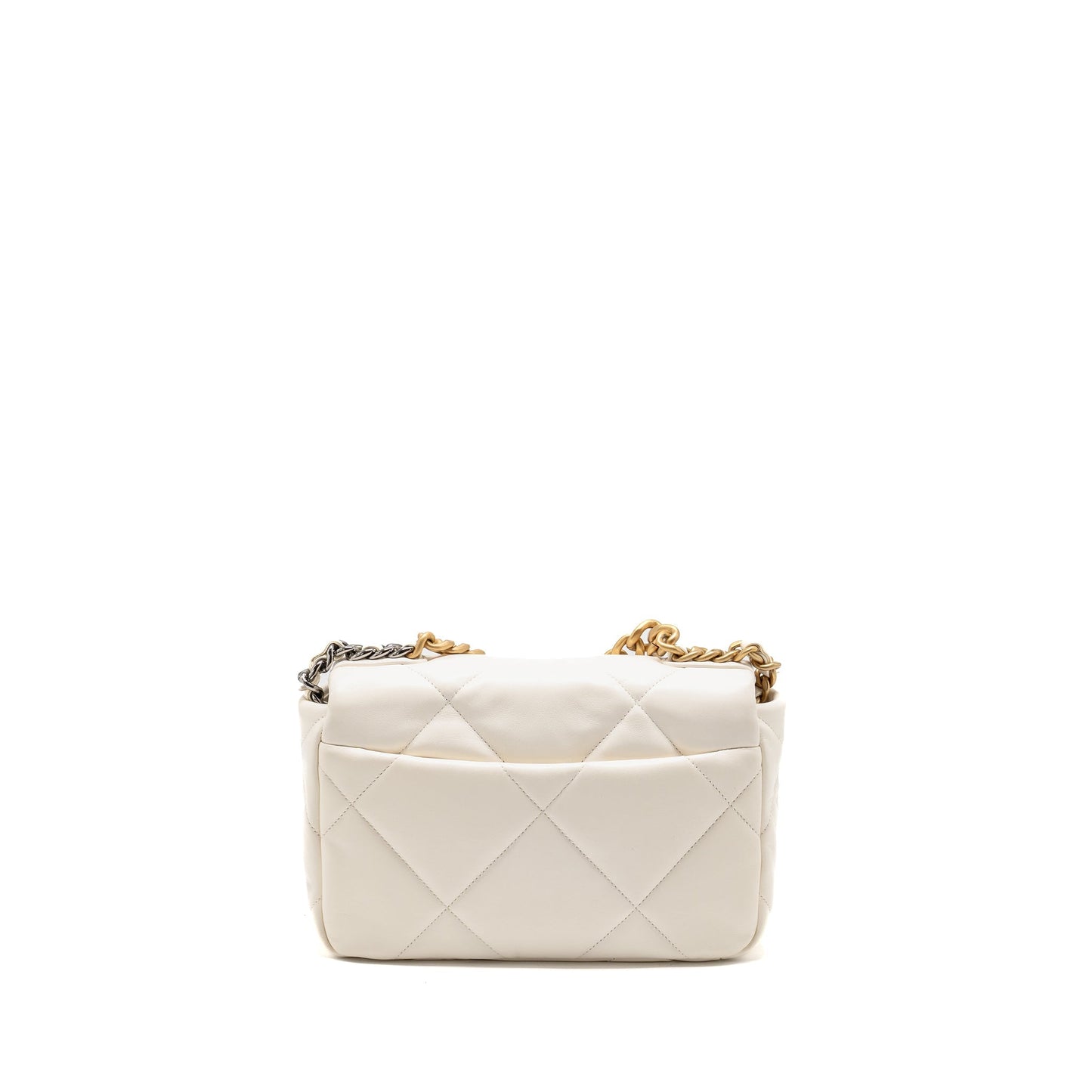 Chanel 19 Lambskin Hardware Microchip Multicolour White Small Handbag