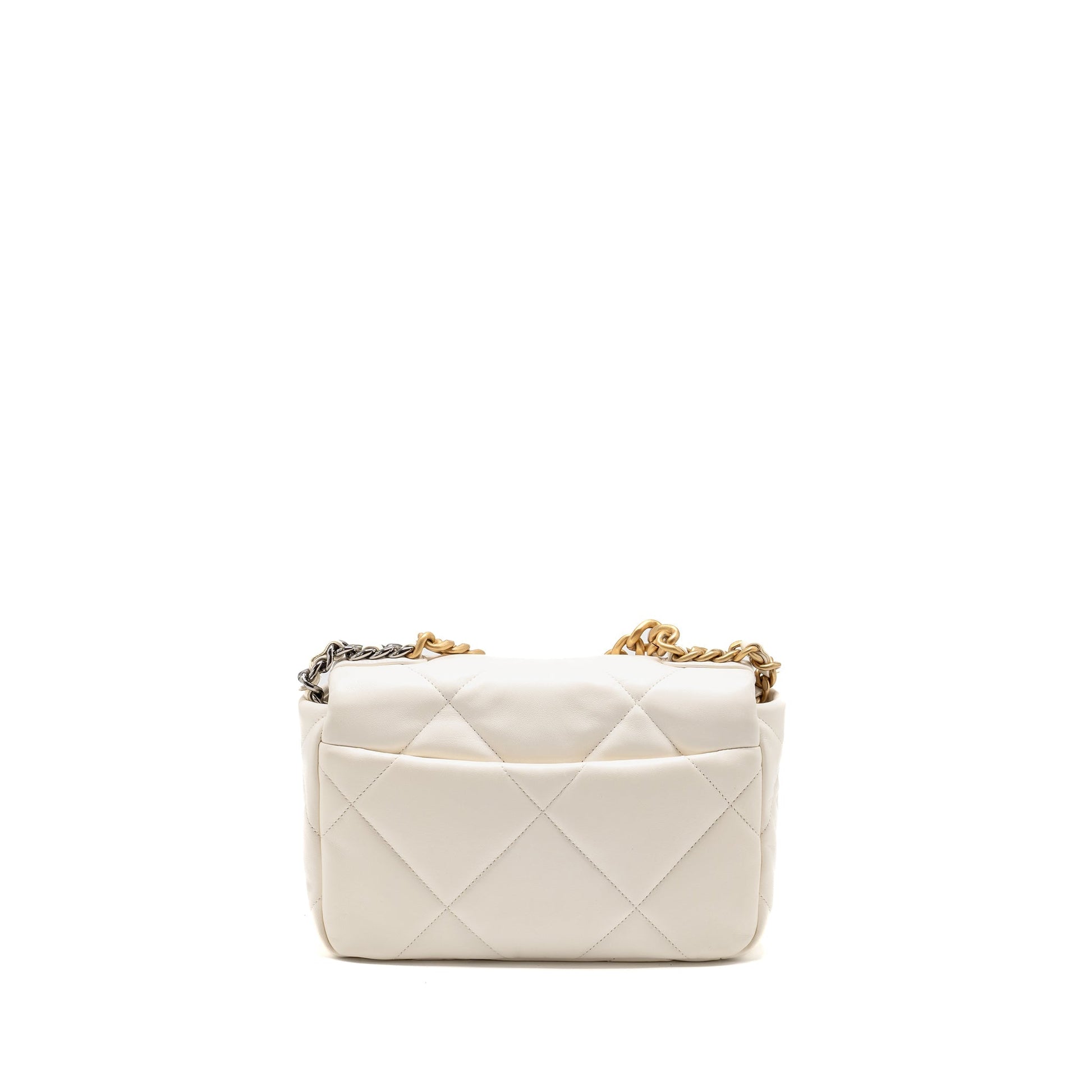 Chanel 19 Lambskin Hardware Microchip Multicolour White Small Handbag