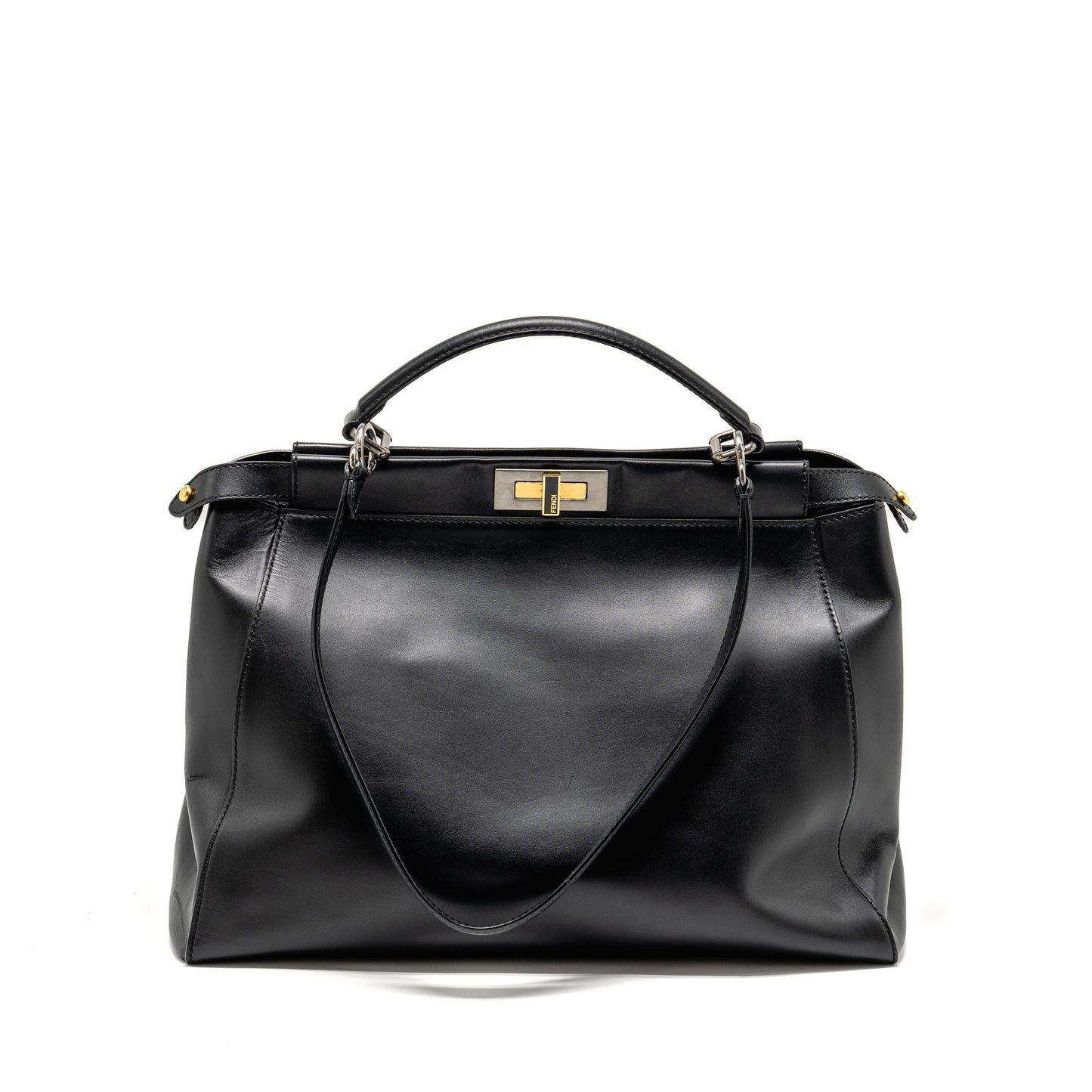 Fendi Peekaboo Purse Calfskin Black Large Travel Bag