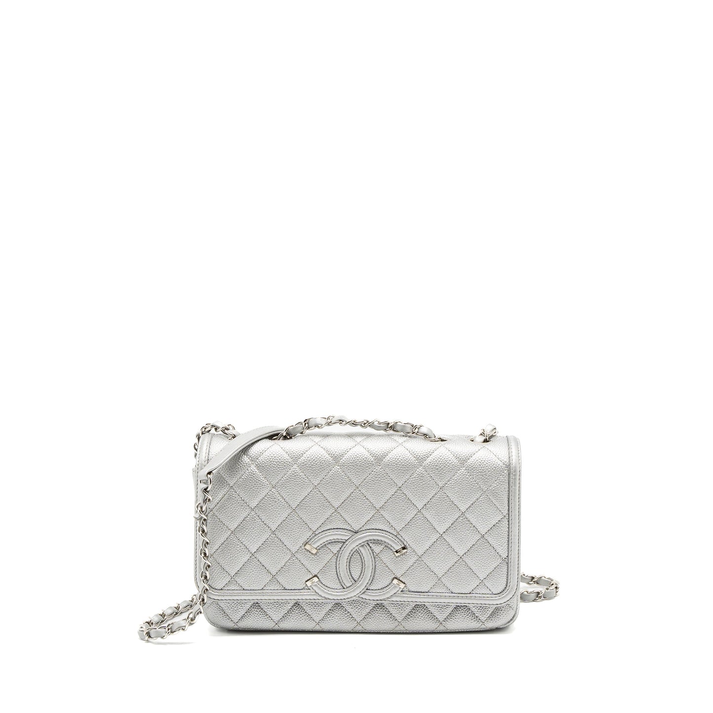Chanel Filigree Flap Caviar SHW Silver Shoulder Bag