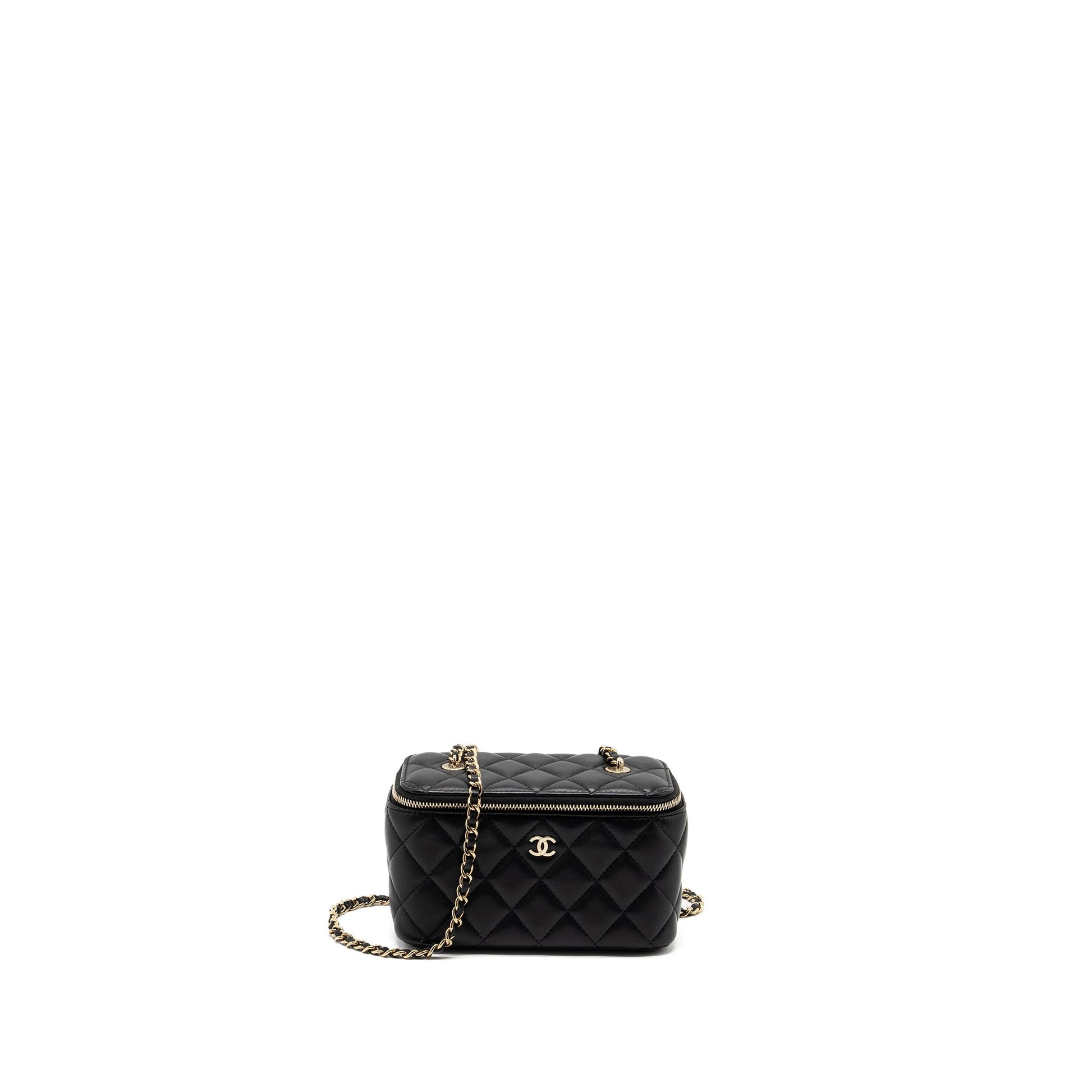 Chanel Long Vanity Lambskin LGHW Microchip Black Handbag