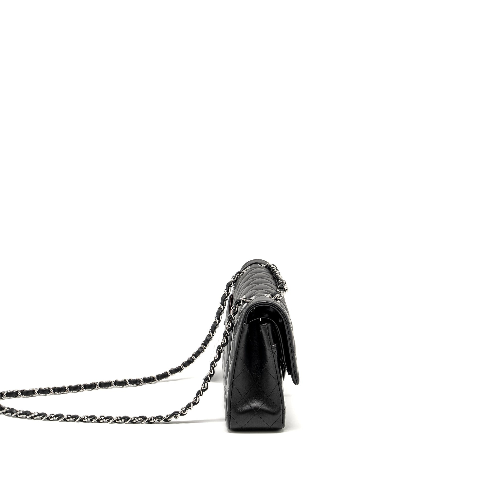 Chanel Classic Double Flap Lambskin SHW Microchip Black Shoulder Bag
