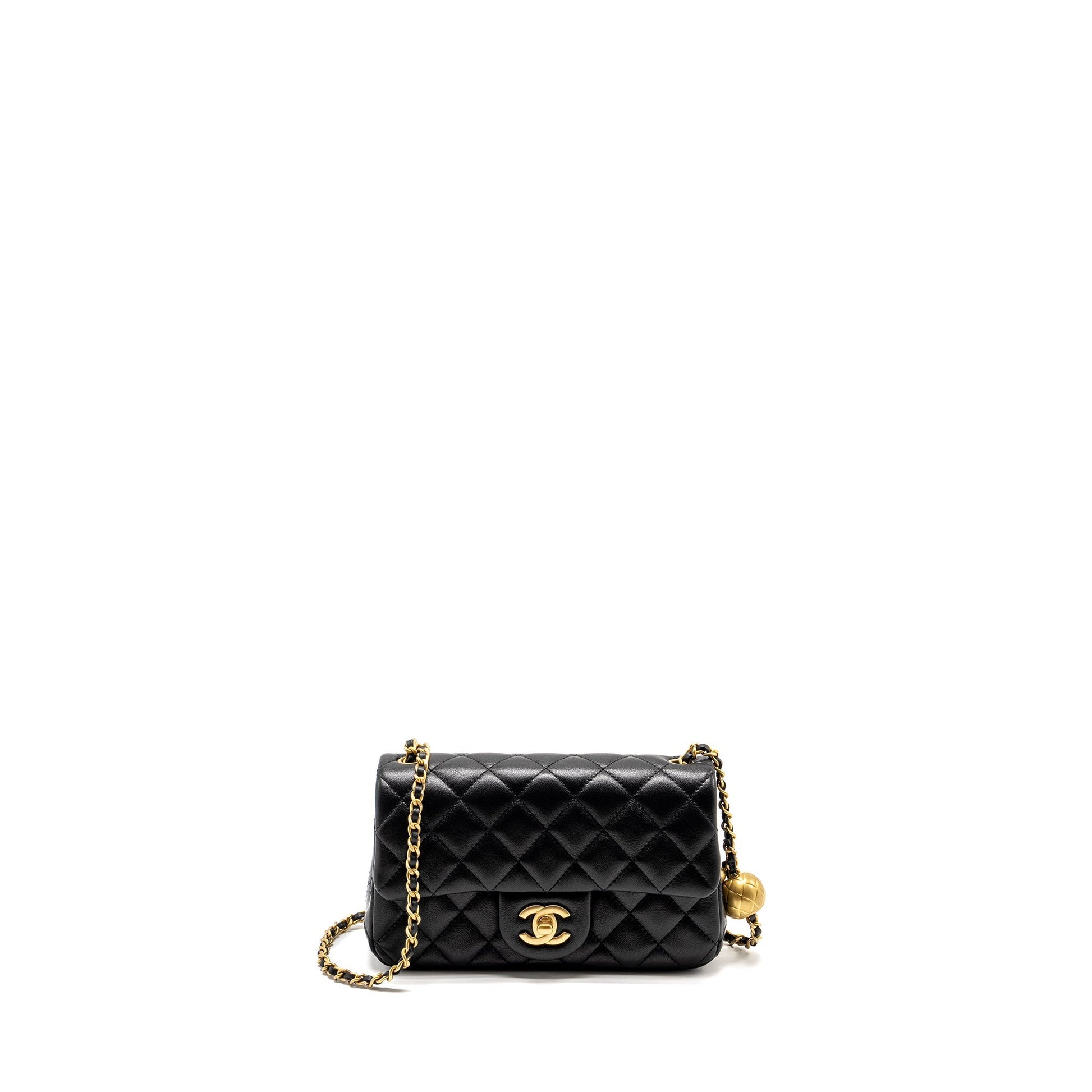 Chanel 24k Pearl Crush Rectangular Flap Shiny Black Shoulder Bag