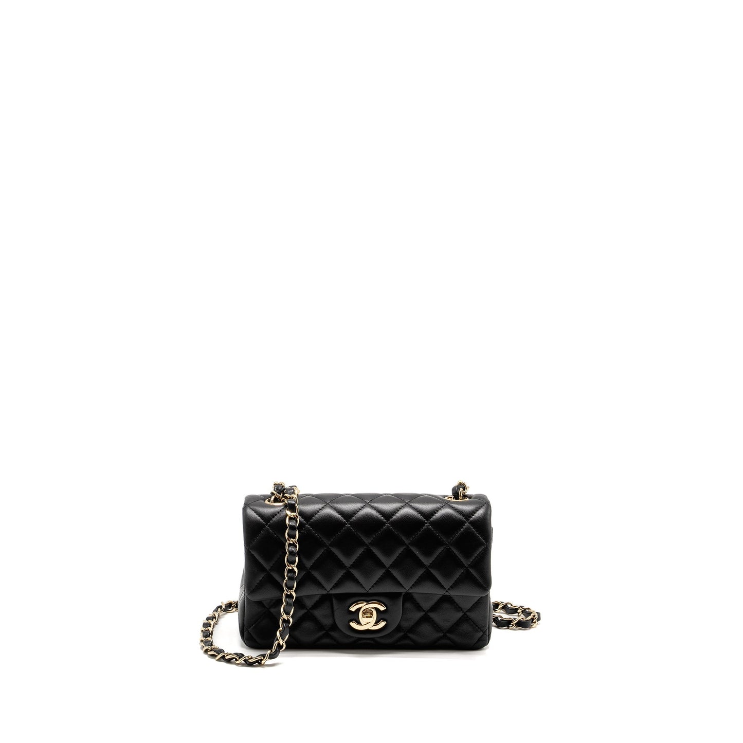 Chanel Rectangular Flap Lambskin LGHW Microchip Black Shoulder Bag Lghwmicrochip 1