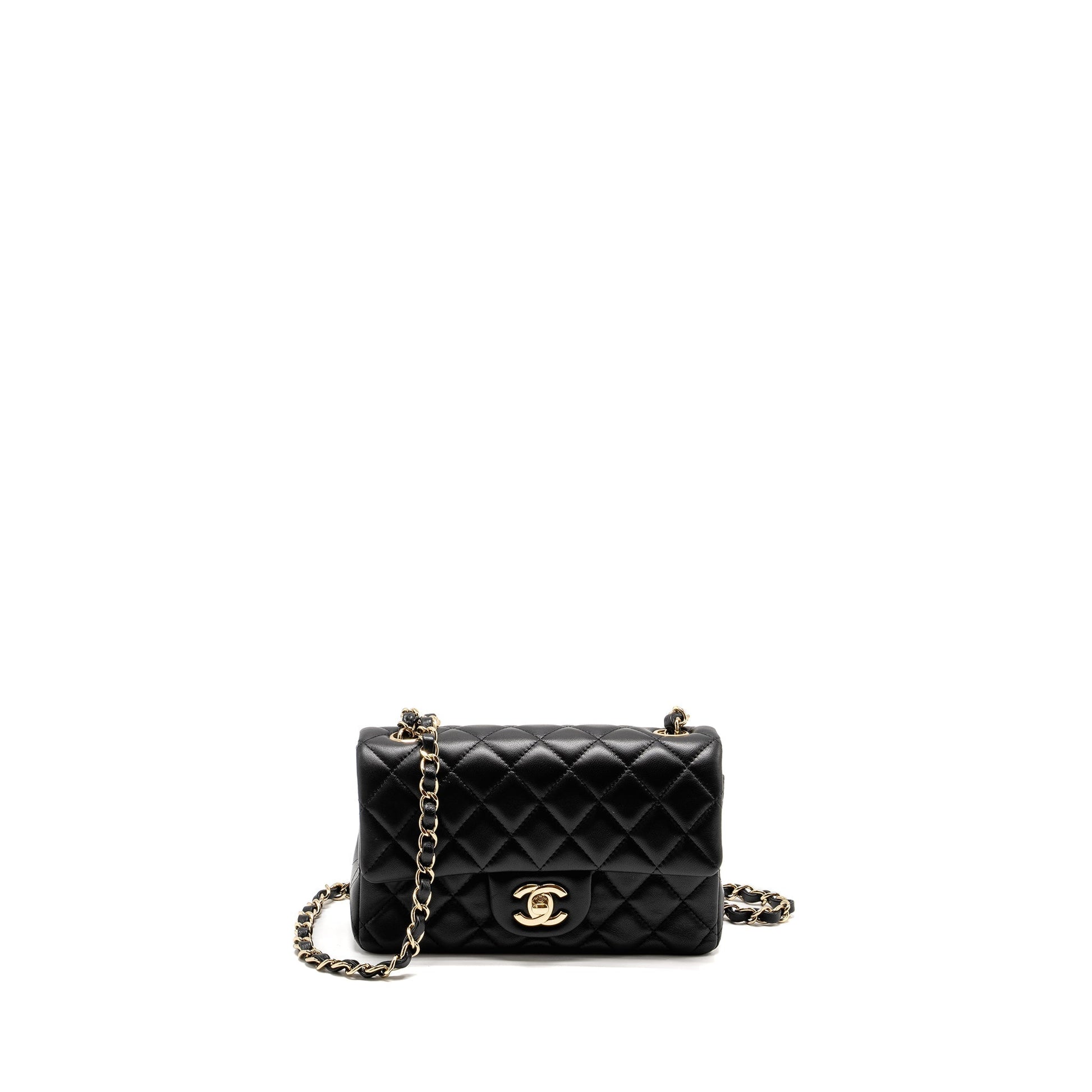 Chanel Rectangular Flap Lambskin LGHW Microchip Black Shoulder Bag Lghwmicrochip 1