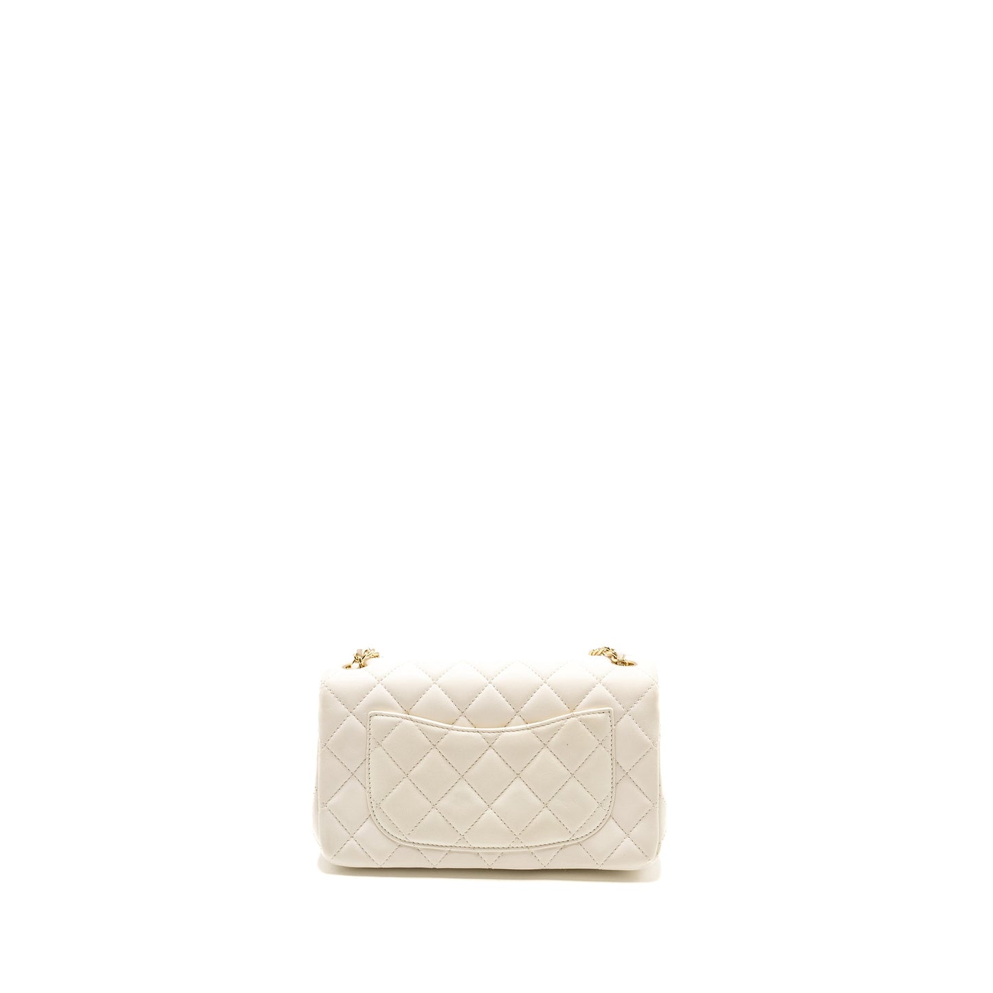 Chanel 23C Pearl Crush Rectangular Flap Lambskin White Shoulder Bag Microchip 3