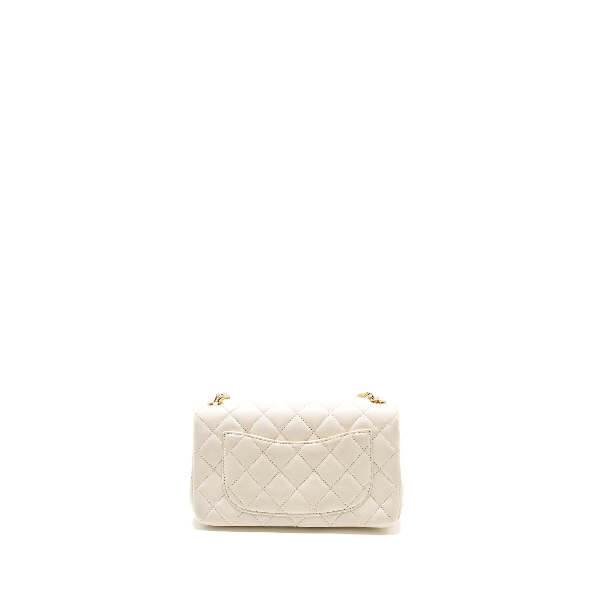 Chanel 23C Pearl Crush Rectangular Flap Lambskin White Shoulder Bag Microchip 3